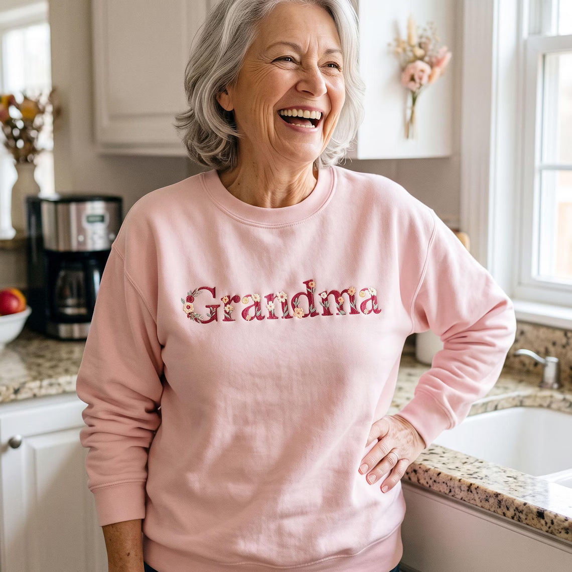 Custom Mimi Embroidered Floral Sweatshirt, Nana Sweatshirt Embroidered,New Mimi Sweatshirt,Gift For New Mimi, Mother's Day Gift