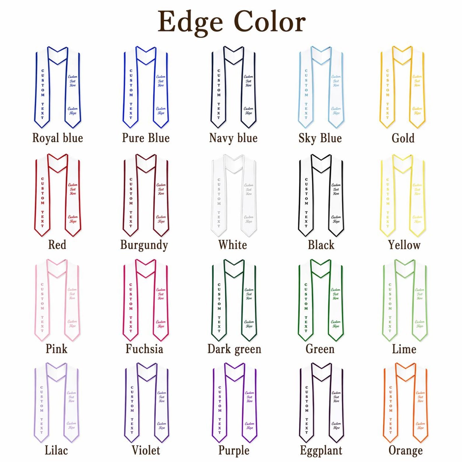 Custom Embroidered Text Logo Graduation Stole, Your Design Stoles Gradute Sash Class of 2026 #N1