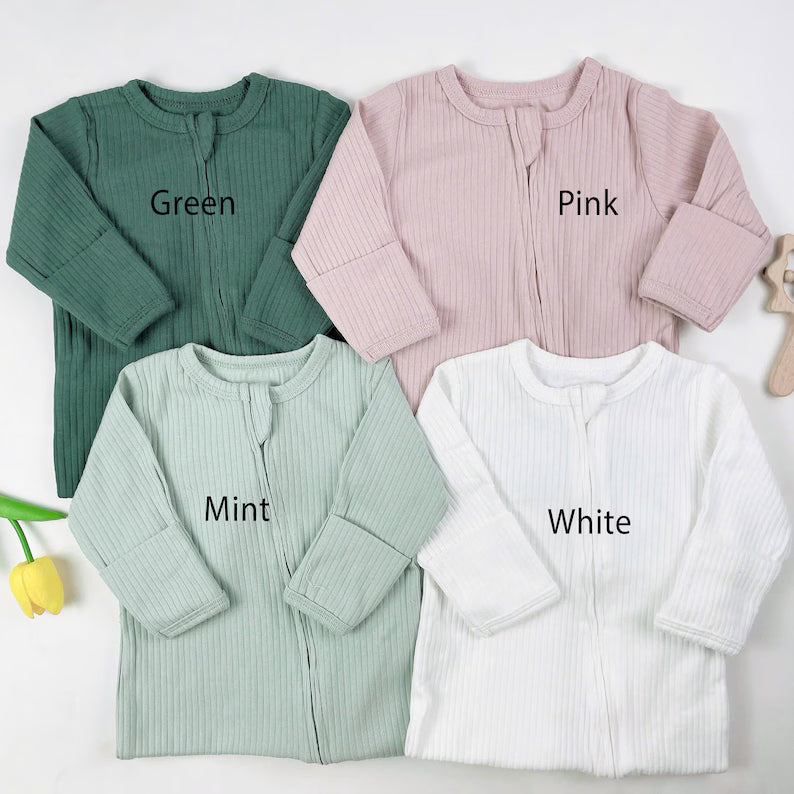 Custom Embroidered Baby Zip Romper, Personalized Baby clothes Sleepsuit , Custom Newborn Gift