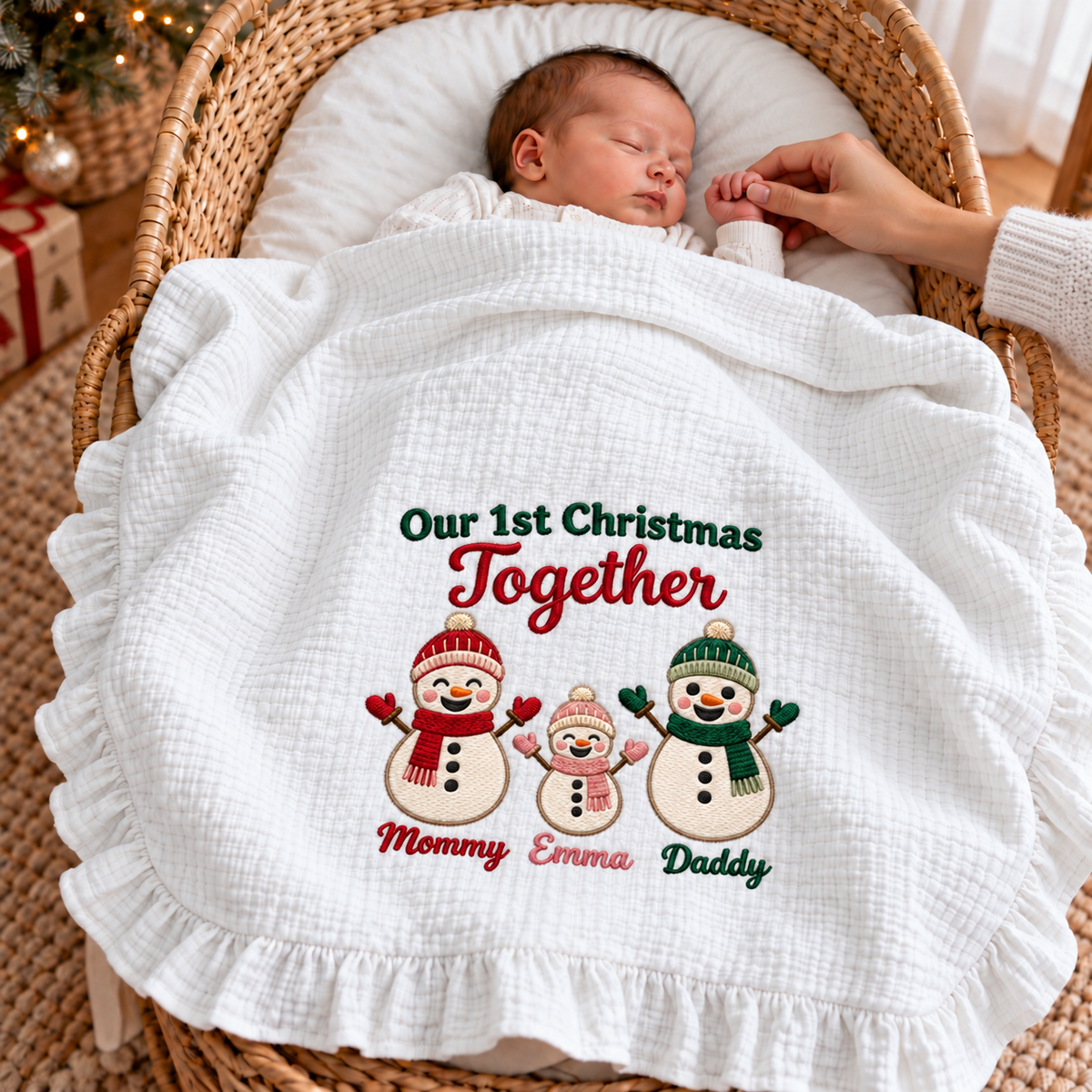 Our First Christmas Fits My Heart Blanket | Family Christmas | Baby Keepsake Gift Blanket