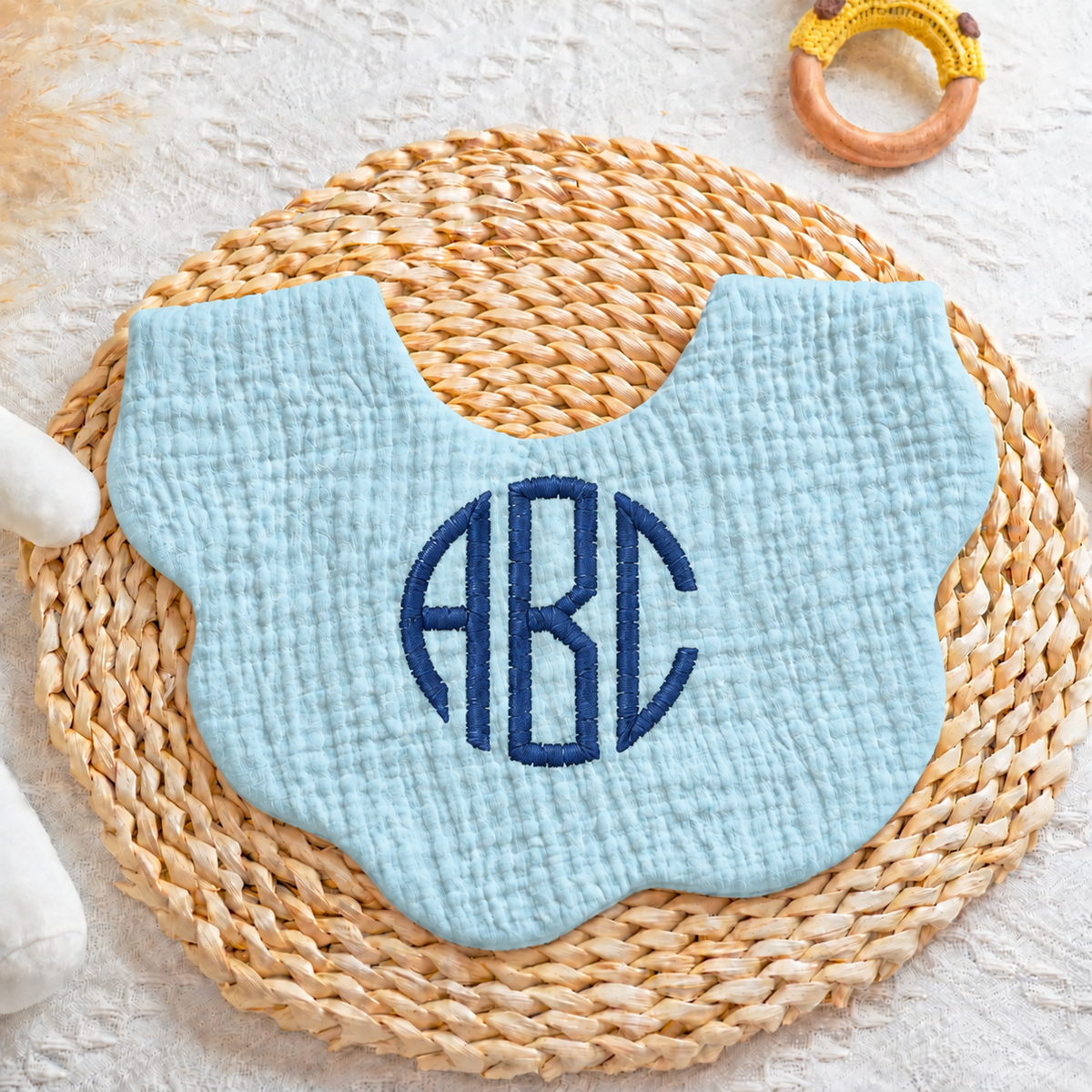 Monogrammed Baby Bib – Personalized Muslin Feeding Bib