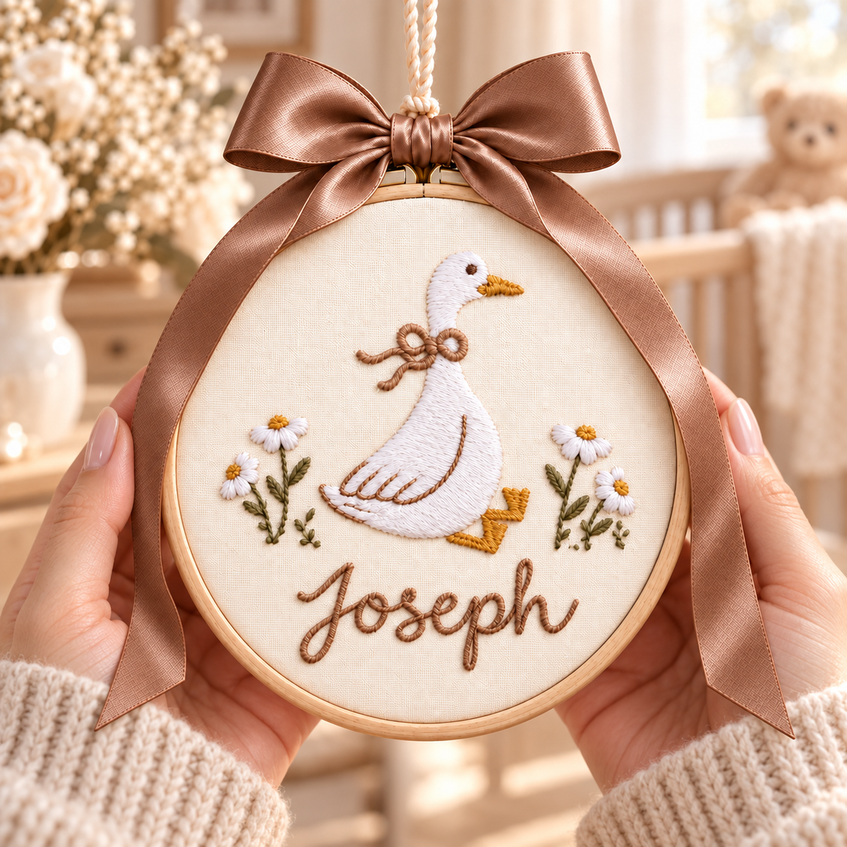 Personalized Embroidered Name Christmas Ornament, Baby's First Christmas Keepsake