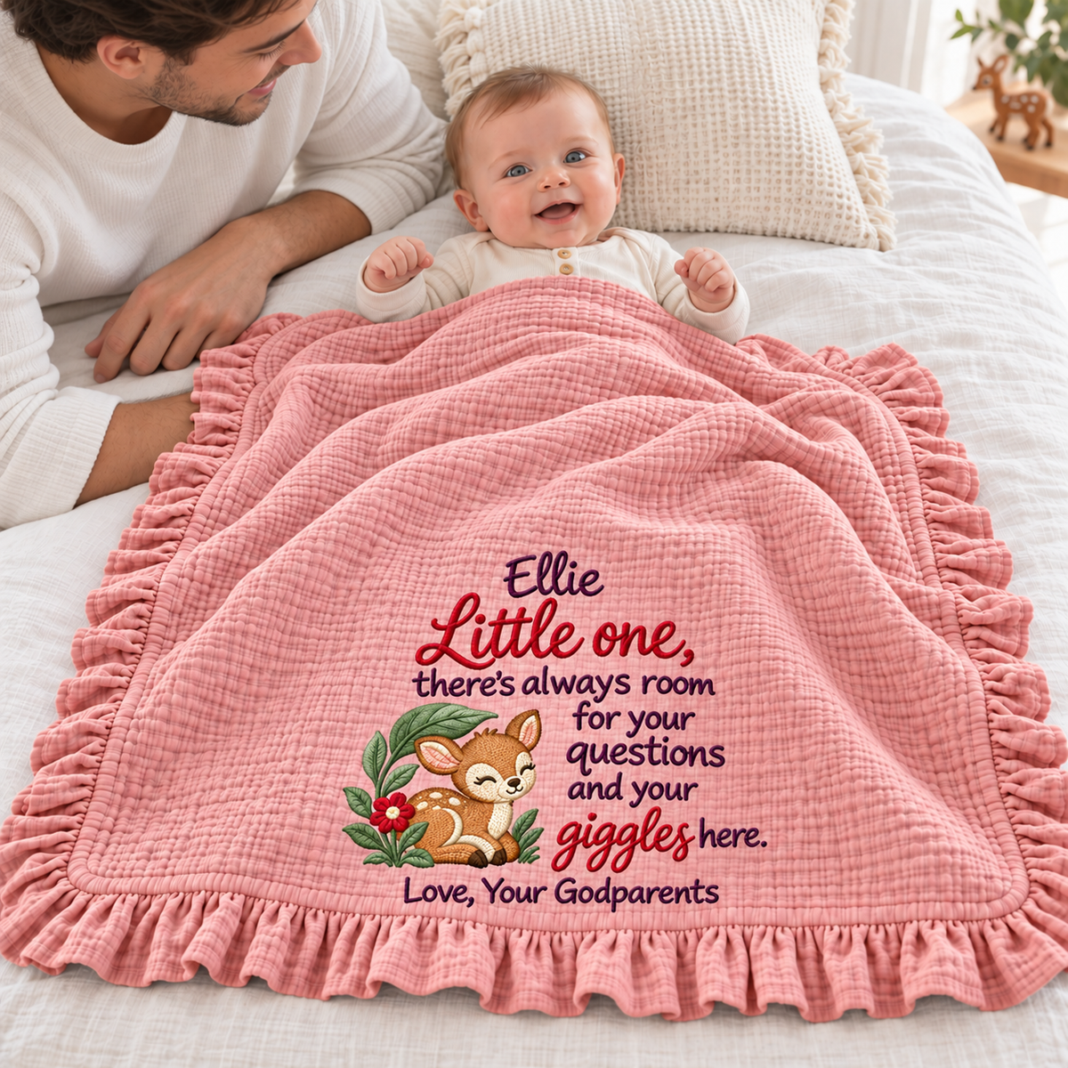 Hand in Hand This Christmas Love Blanket | Embroidered Mommy & Newborn Keepsake Gift