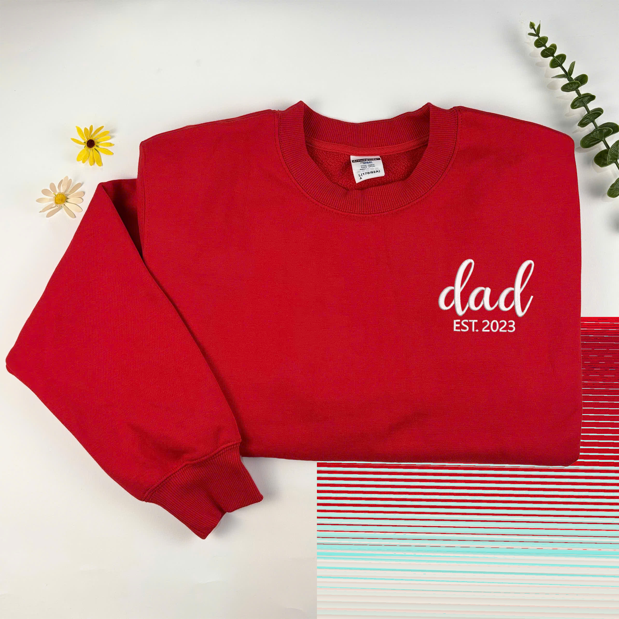 Custom Dad Est Embroidered Sweatshirt, Father's Day Sweatshirt, Personalized Gift For Dad