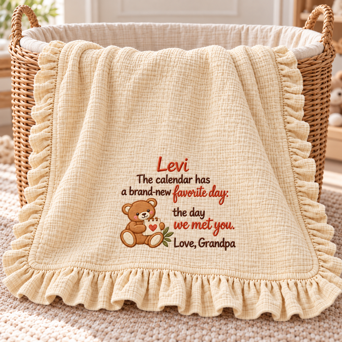 Mommy and Me First Christmas Muslin Blanket | Custom Embroidered Newborn Keepsake Gift