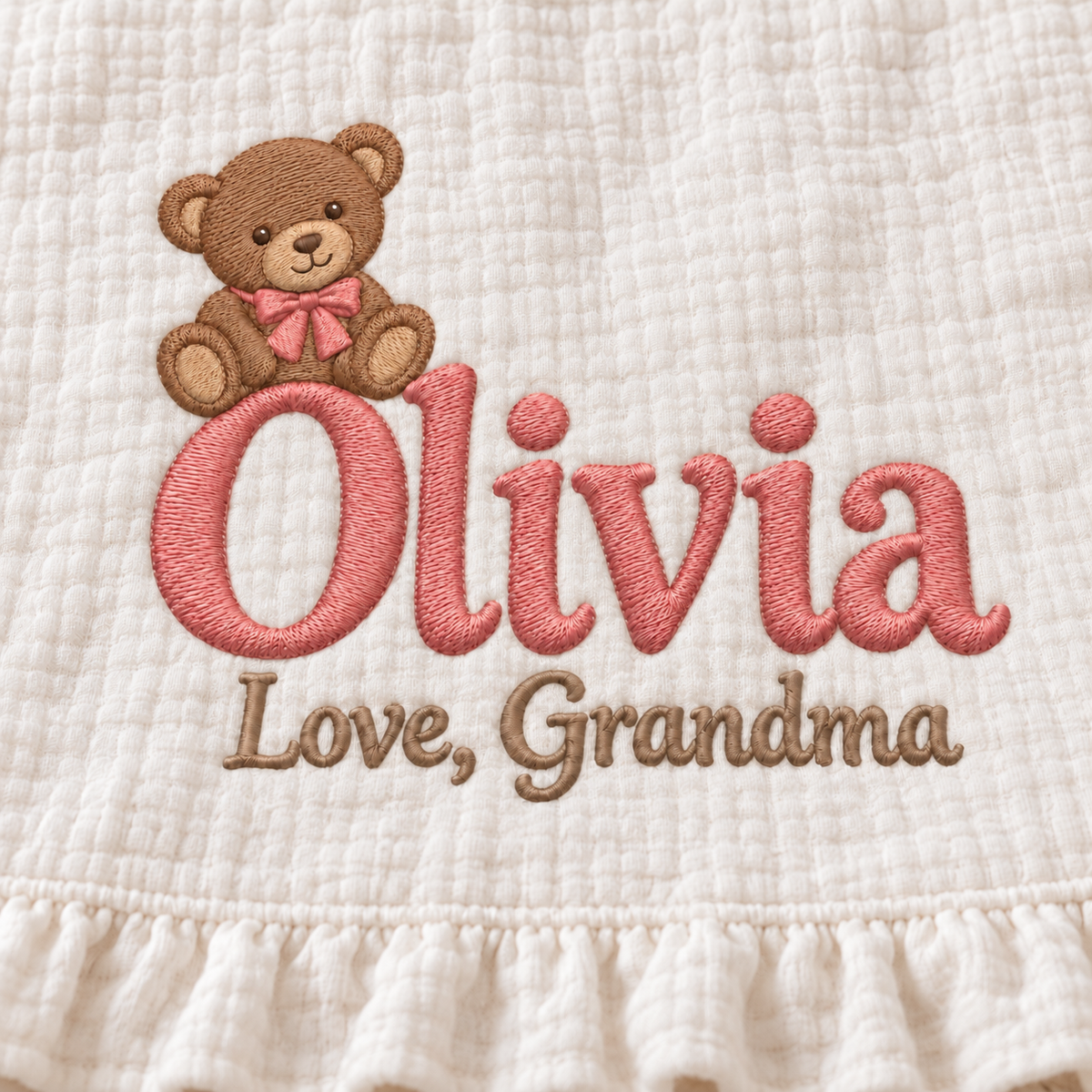 Custom Name Embroidered Keepsake Blanket | Personalized Gift from Grandma