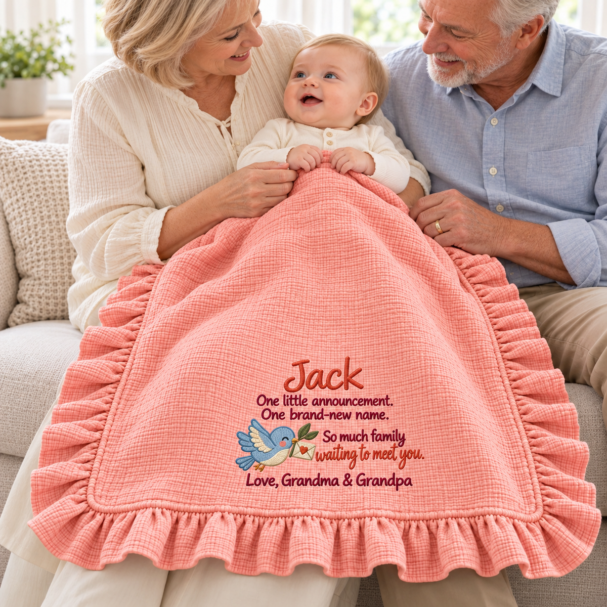 Fits Against My Heart This Christmas Blanket | Embroidered Mommy & Newborn Keepsake Gift