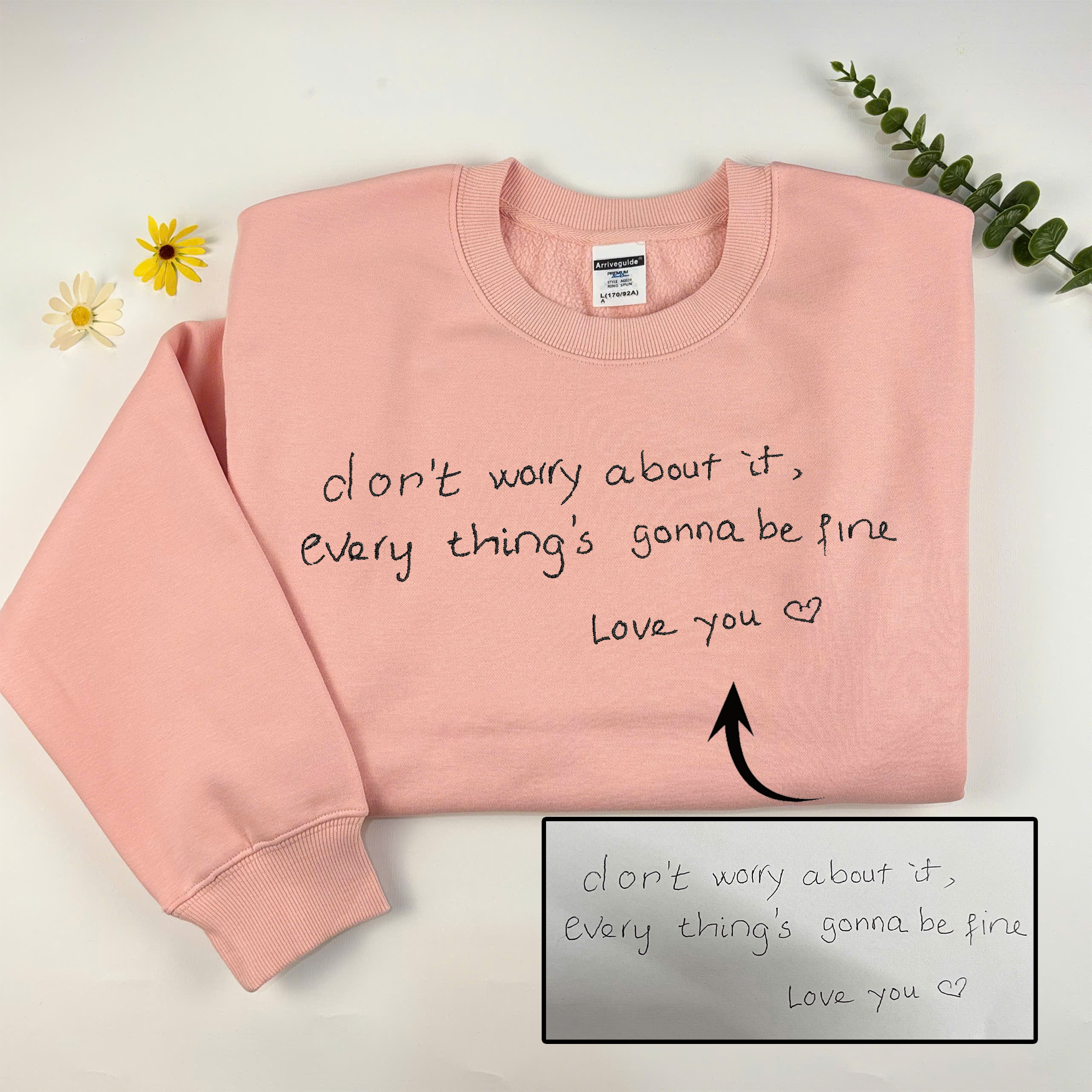 Custom Kid's Handwriting Sweatshirt for Parents, Personalized Embroidered Sweatshirt From Your Kids