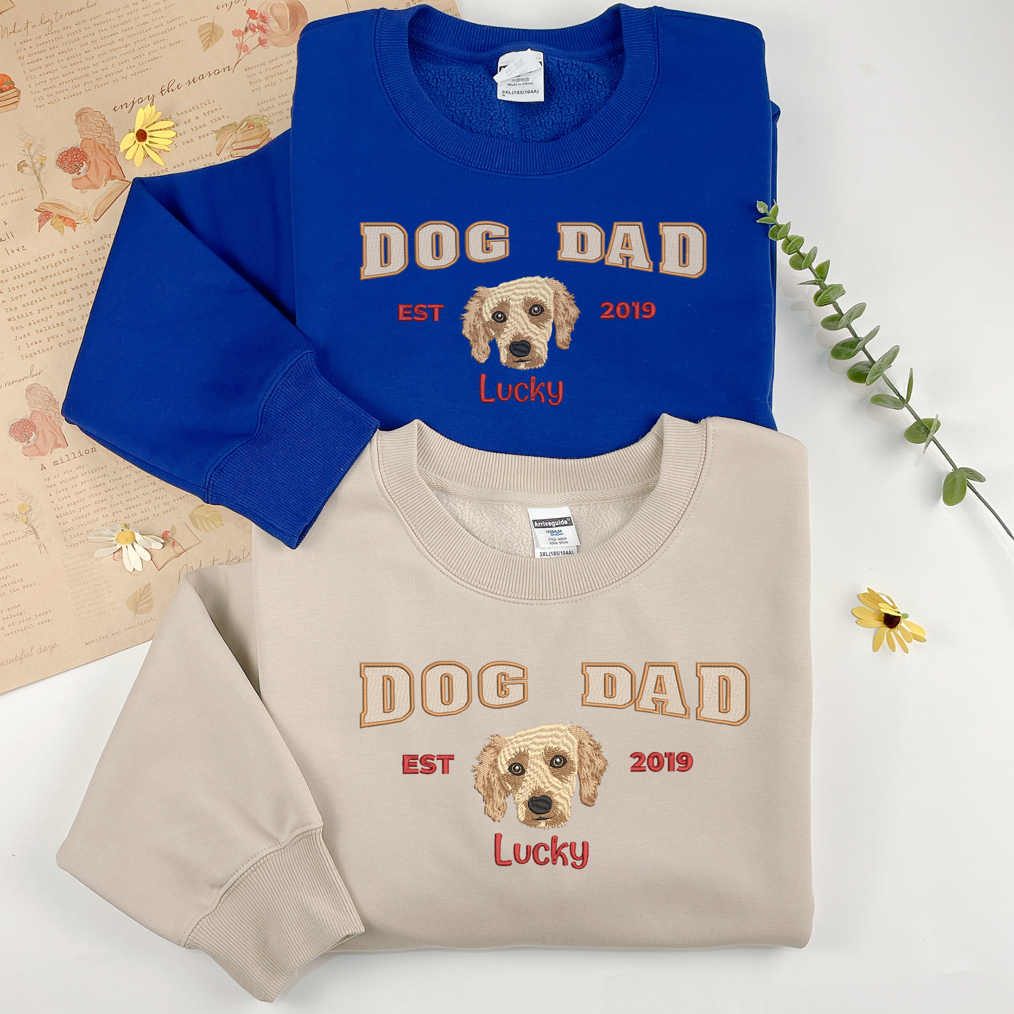 Customized Pet Embroidered Sweatshirt, Dog Dad Sweatshirt, Fathers Day Gift