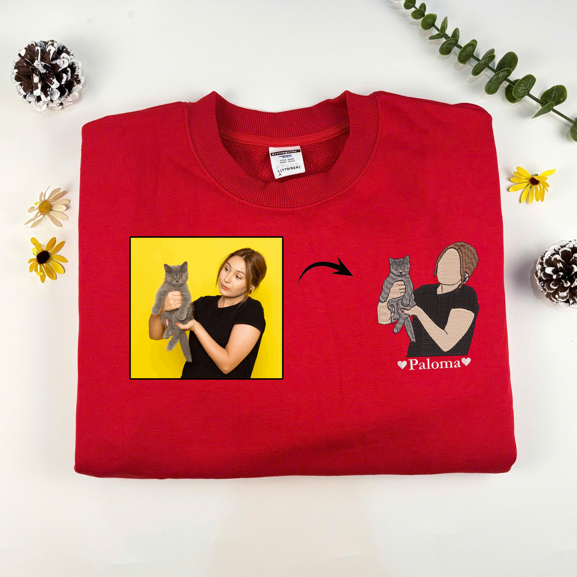 Personalized Matching Owner and Pet Sweatshirt, Custom Embroidered Sweatshirt with Pet Photo