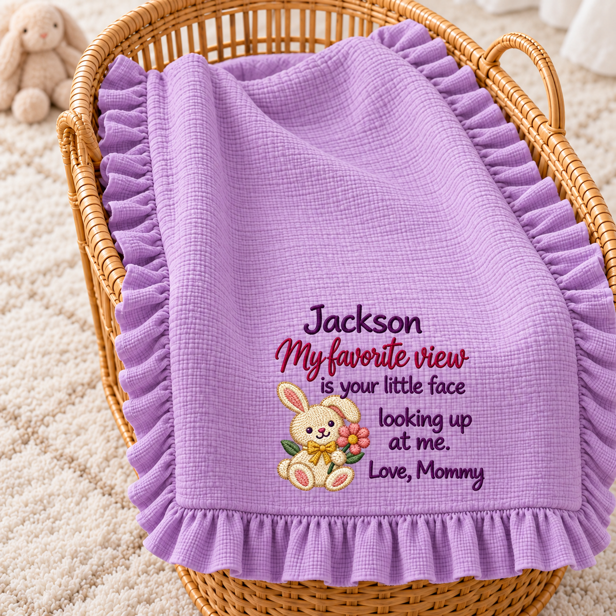 Happy Our Christmas Morning Blanket | Mommy & Baby Personalized Keepsake Gift