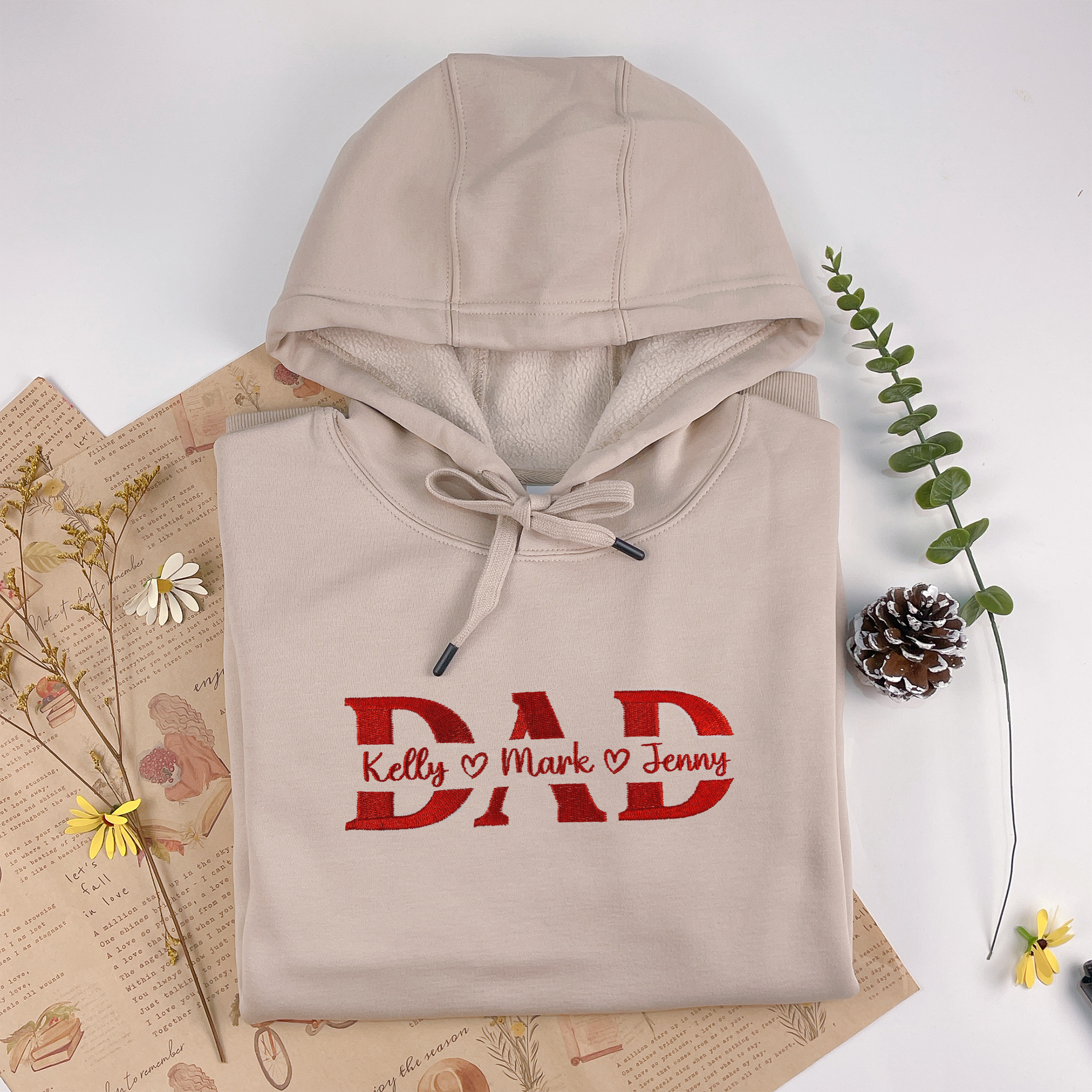 Custom Dad Embroidered Sweatshirt With Kids Name, Personalized Dad Sweatshirt