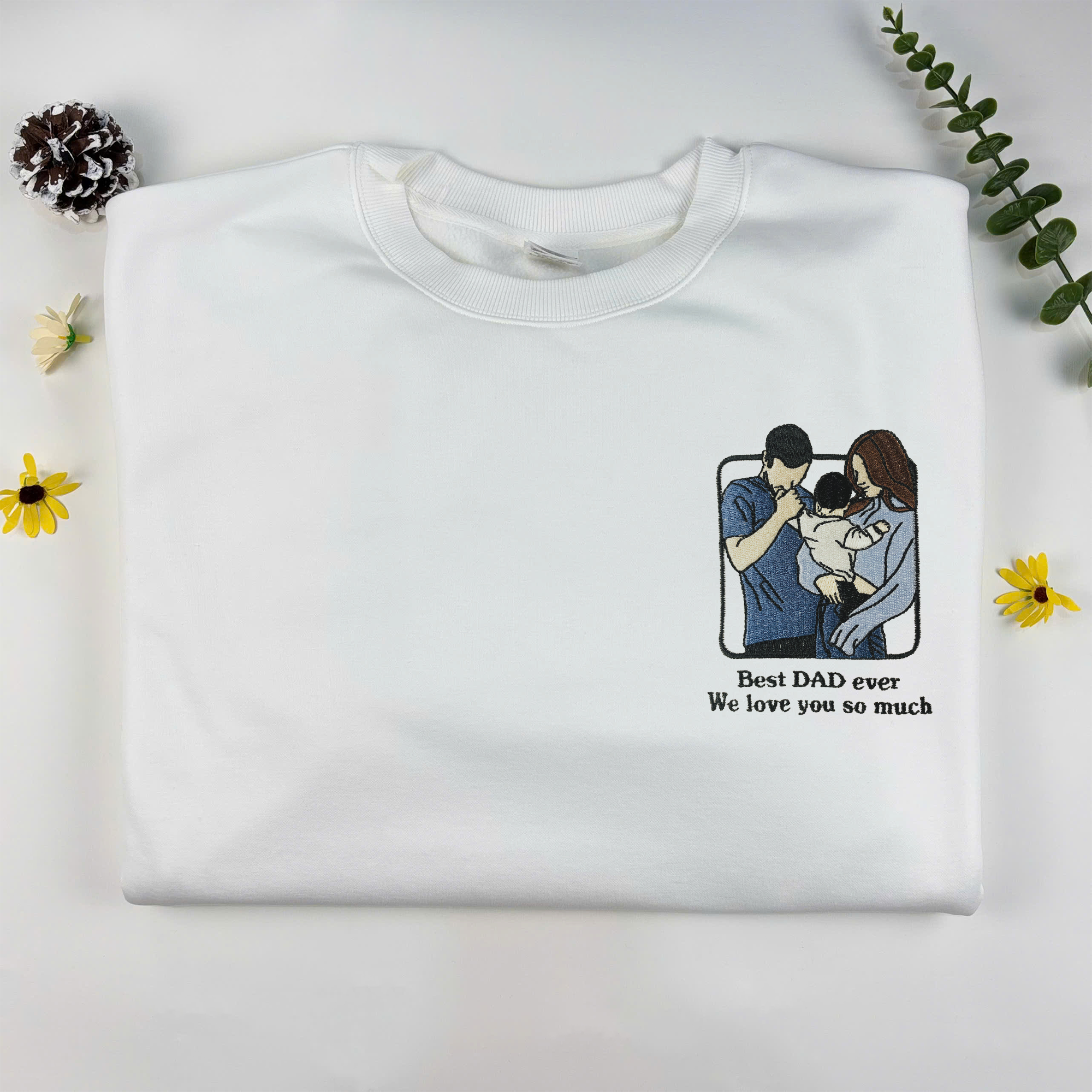 Custom Embroidered Sweatshirt from Photo, Personalized Dad and Son Embroidered Sweatshirt