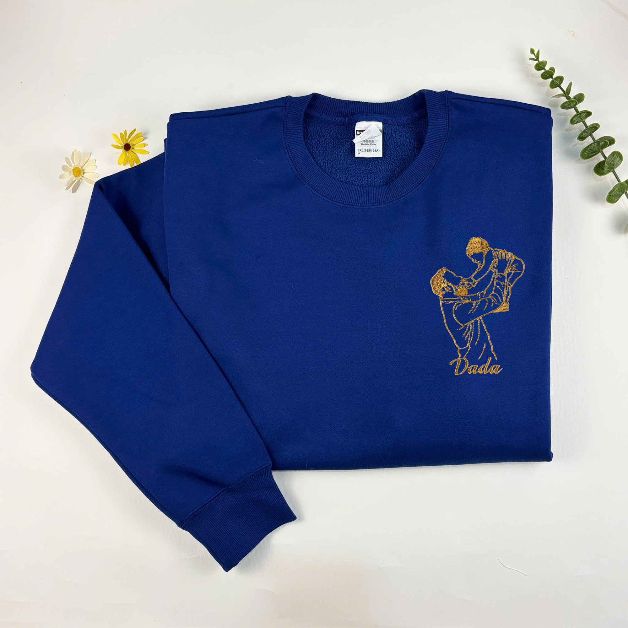 Custom Dad and Son Photo Embroidered Sweatshirt, Personalized Dad Embroidered Shirt