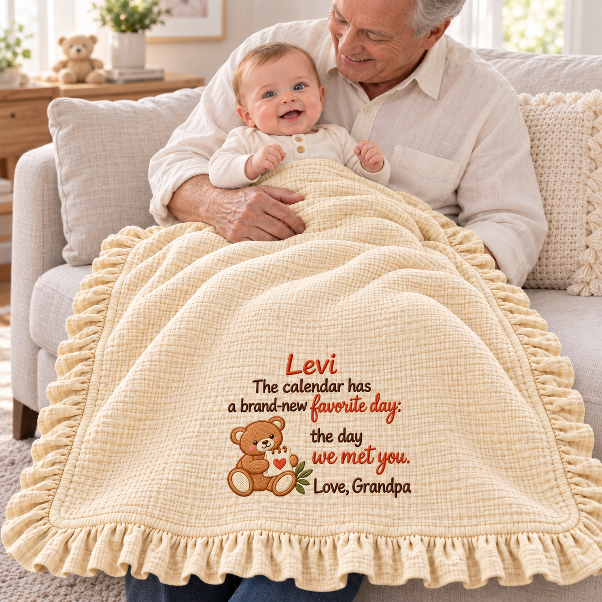 Mommy and Me First Christmas Muslin Blanket | Custom Embroidered Newborn Keepsake Gift