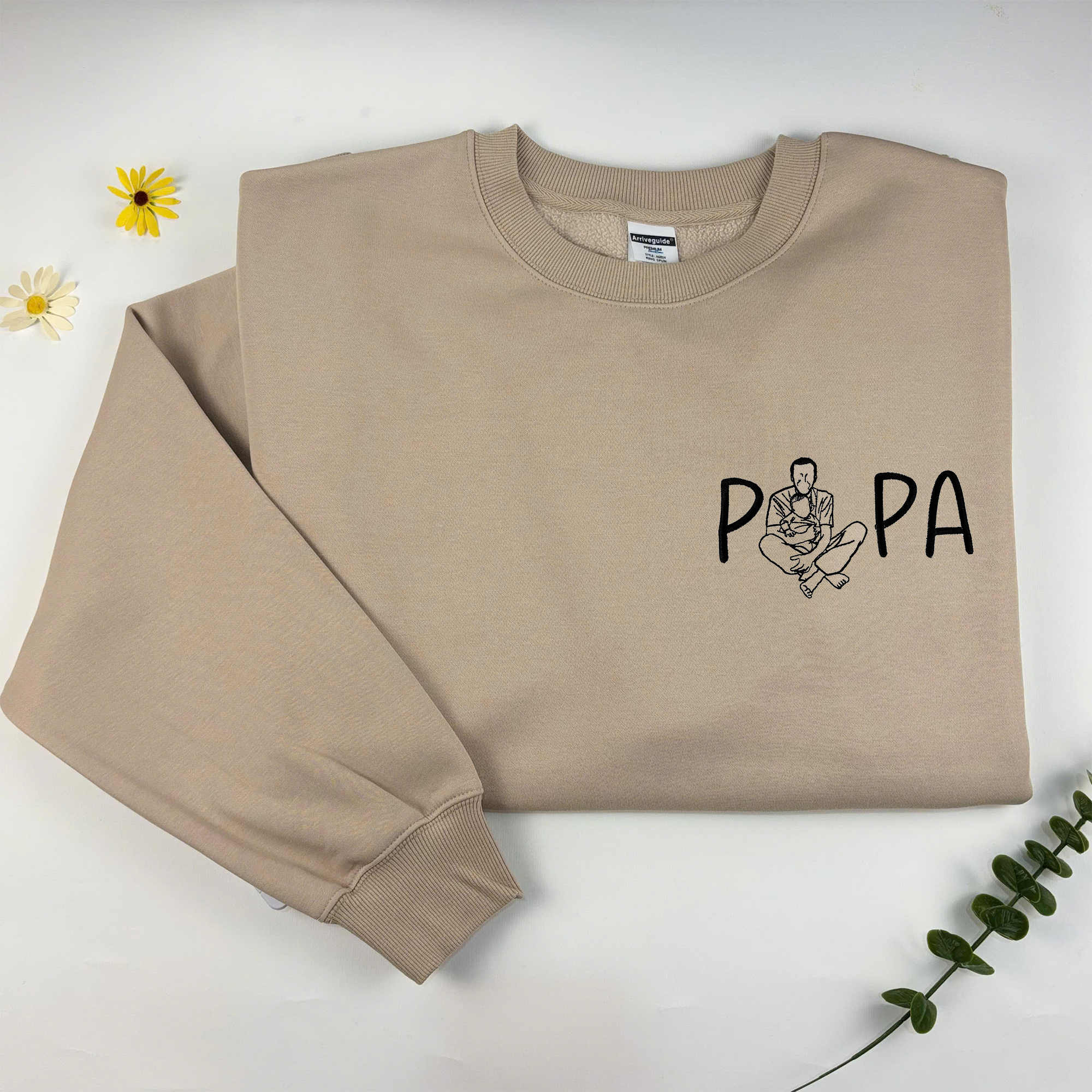 Custom Papa Embroidered Sweatshirt, Personalized Dad Shirt with Photo, Fathers Day Gift