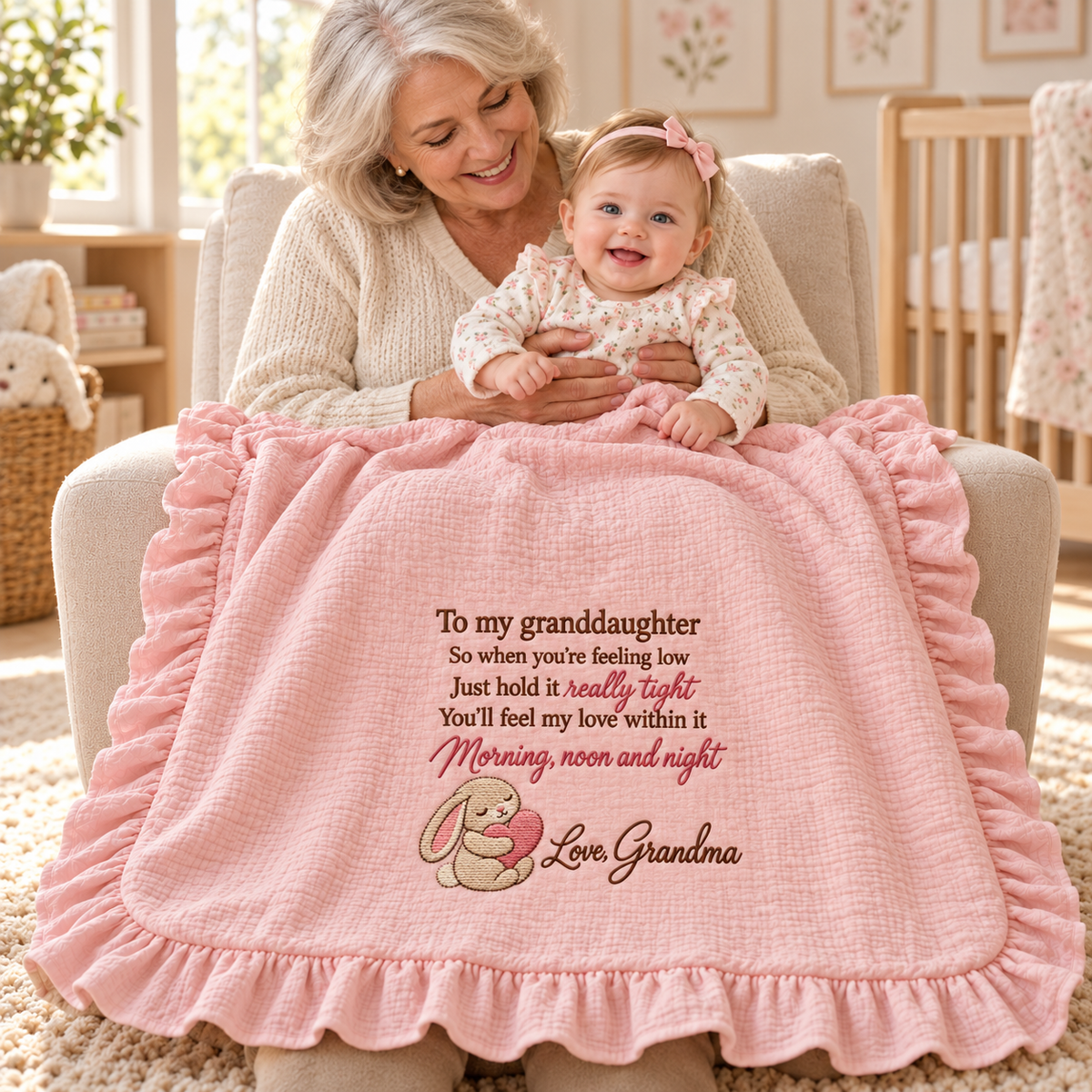 Feel My Love Within It Grandma Muslin Blanket | Personalized Granddaughter Keepsake Gift