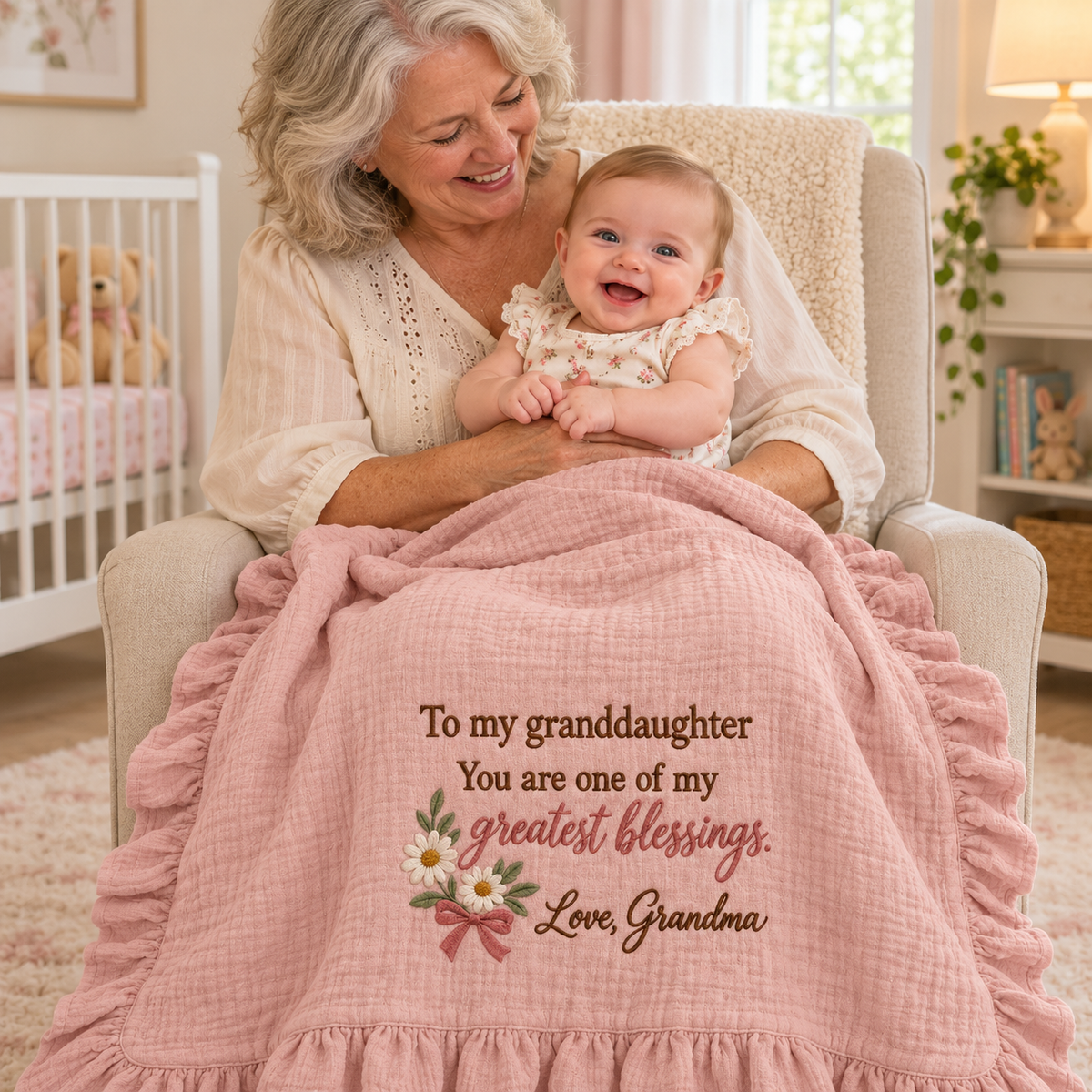 You Are One of My Blessings Grandma Muslin Blanket | Personalized Granddaughter Keepsake Gift