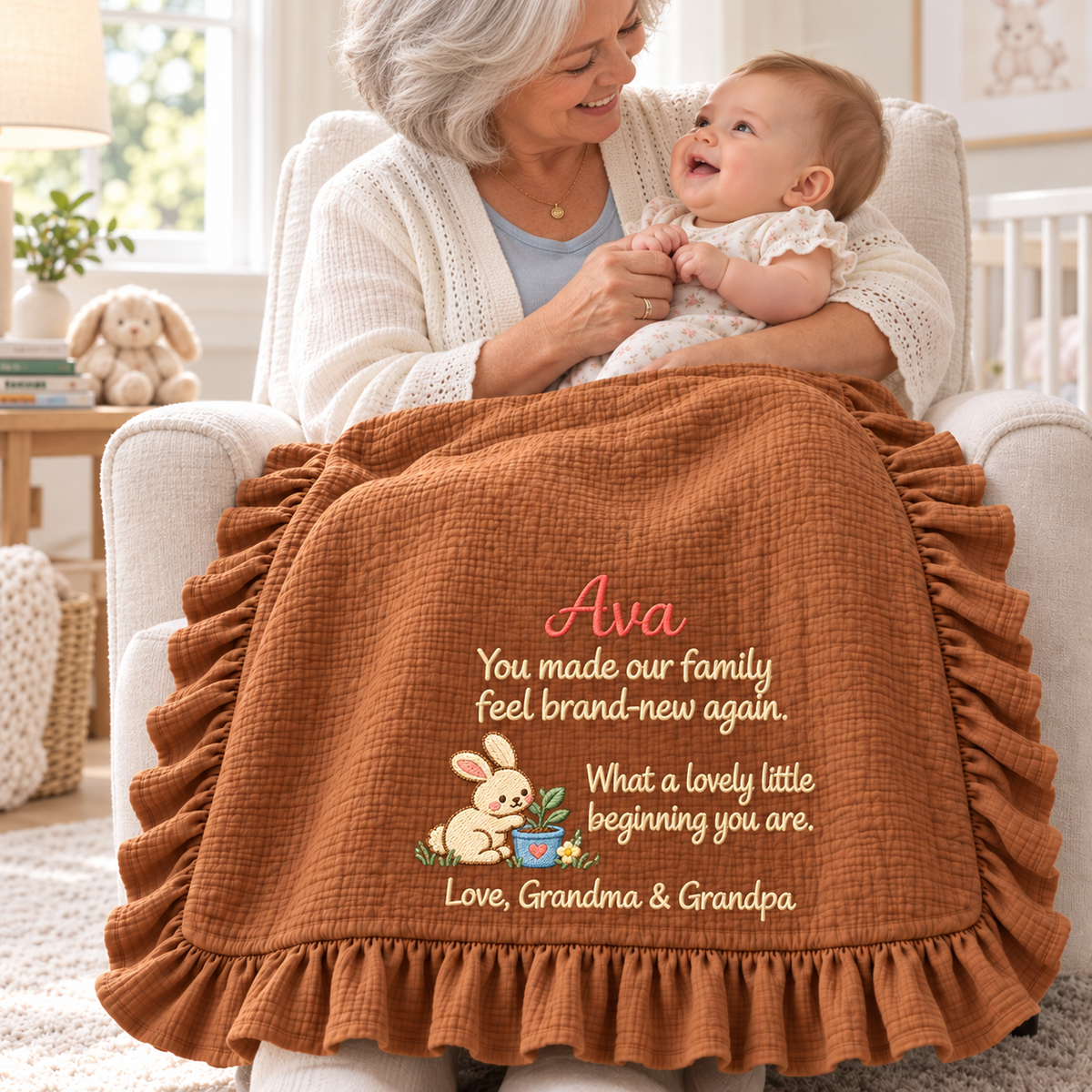 This Christmas Morning Muslin Blanket | Personalized Mommy & Baby Keepsake Gift for Newborn