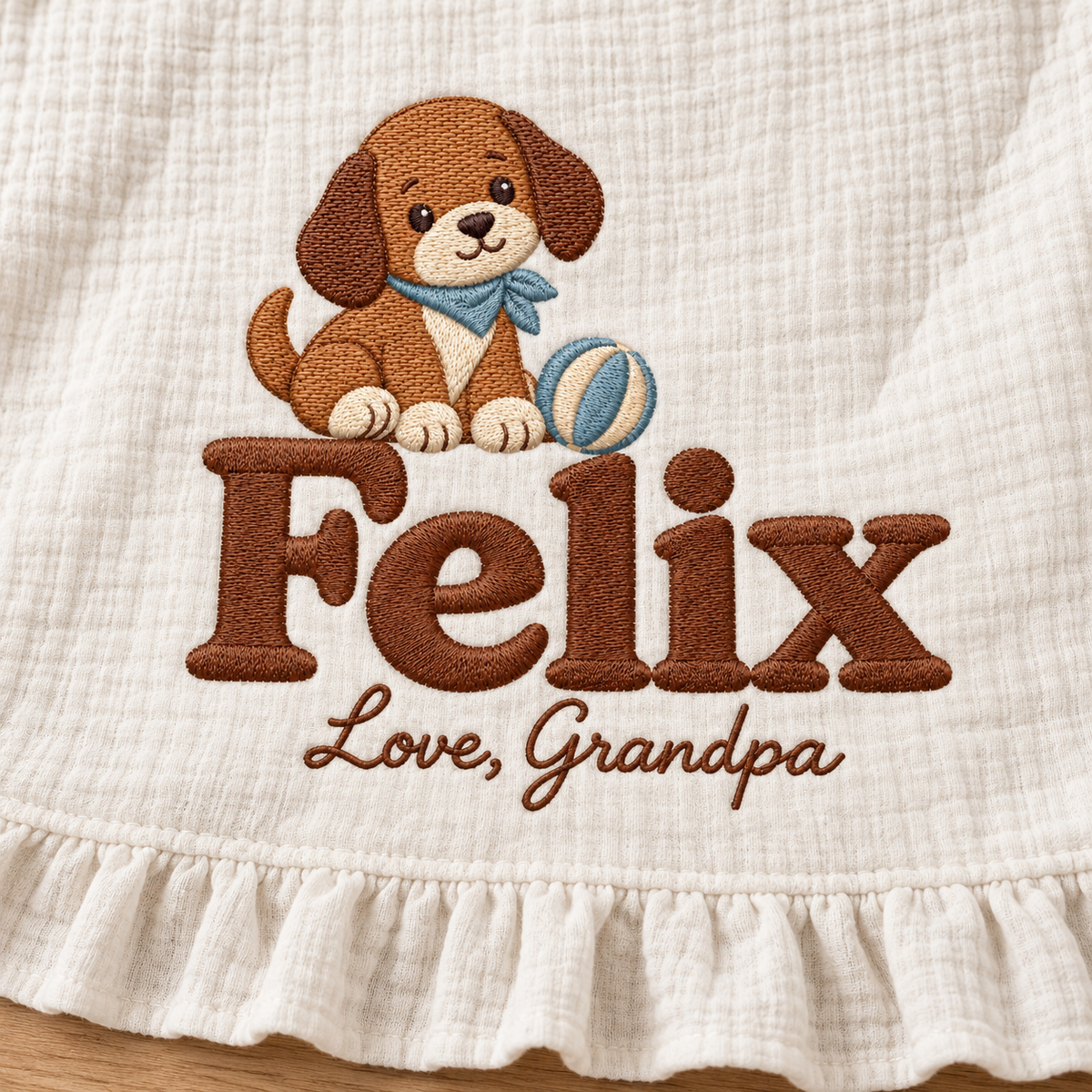Personalized Name Embroidered Blanket | Custom Keepsake Gift from Grandpa