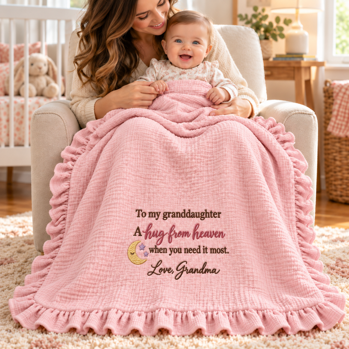 Hug From Heaven Grandma Muslin Blanket | Personalized Granddaughter Memorial Keepsake Gift
