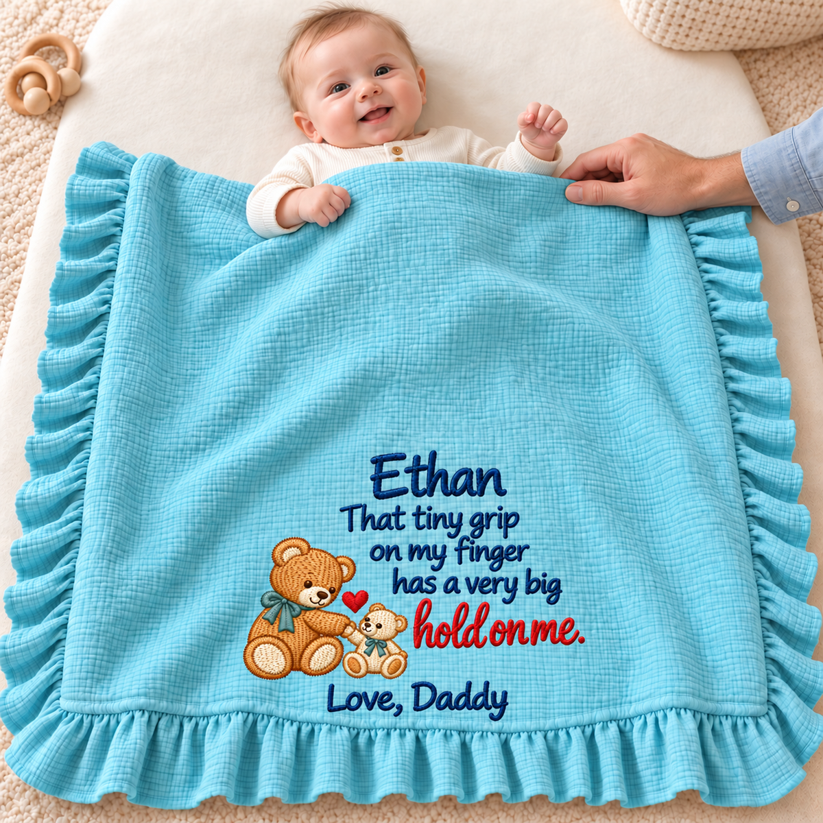 Together Hand in Hand This Christmas Blanket | Personalized Newborn Keepsake Gift