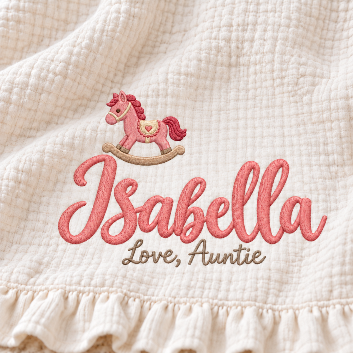 Personalized Name Embroidered Blanket | Custom Keepsake Gift from Auntie