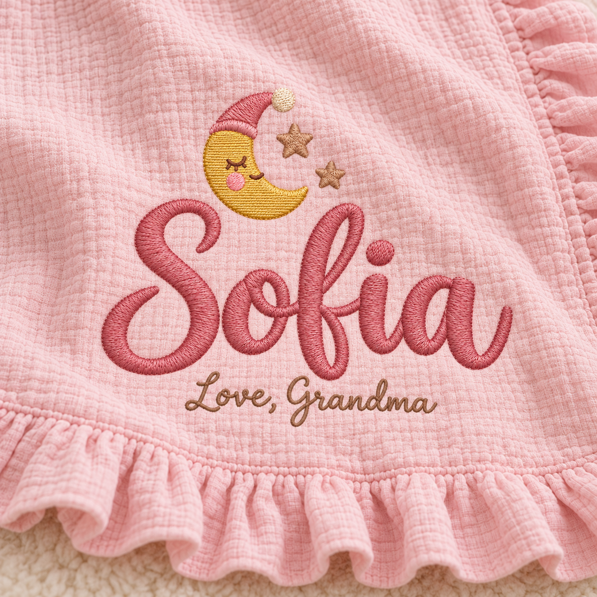 Personalized Name Muslin Keepsake Blanket | Custom Gift from Grandma