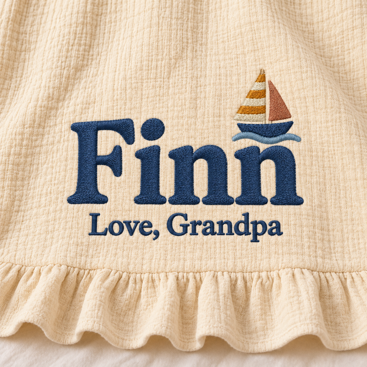 Personalized Name Muslin Keepsake Blanket | Custom Gift from Grandpa