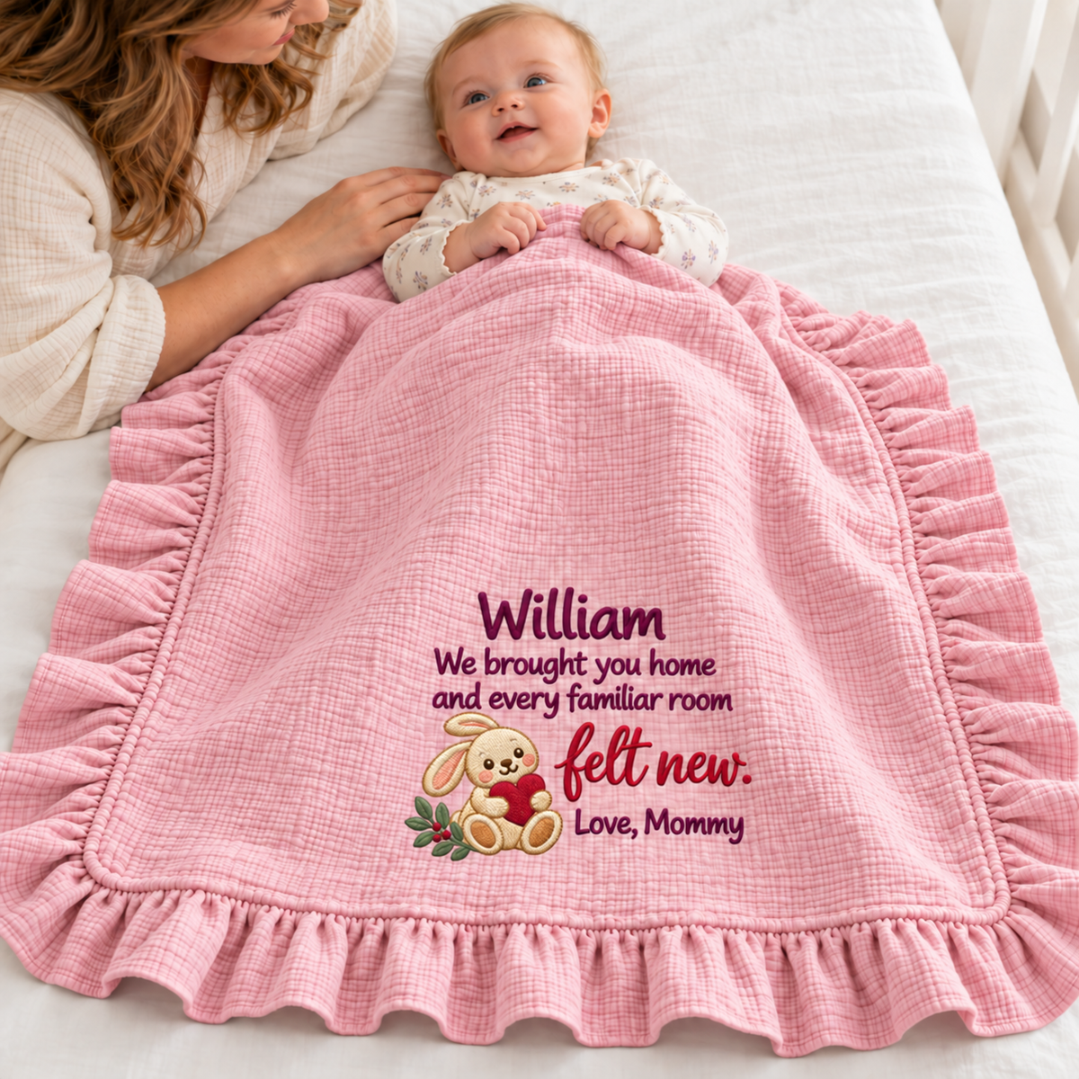 Hand in Hand This Christmas Muslin Blanket | Mommy & Baby Personalized Keepsake Gift Blanket