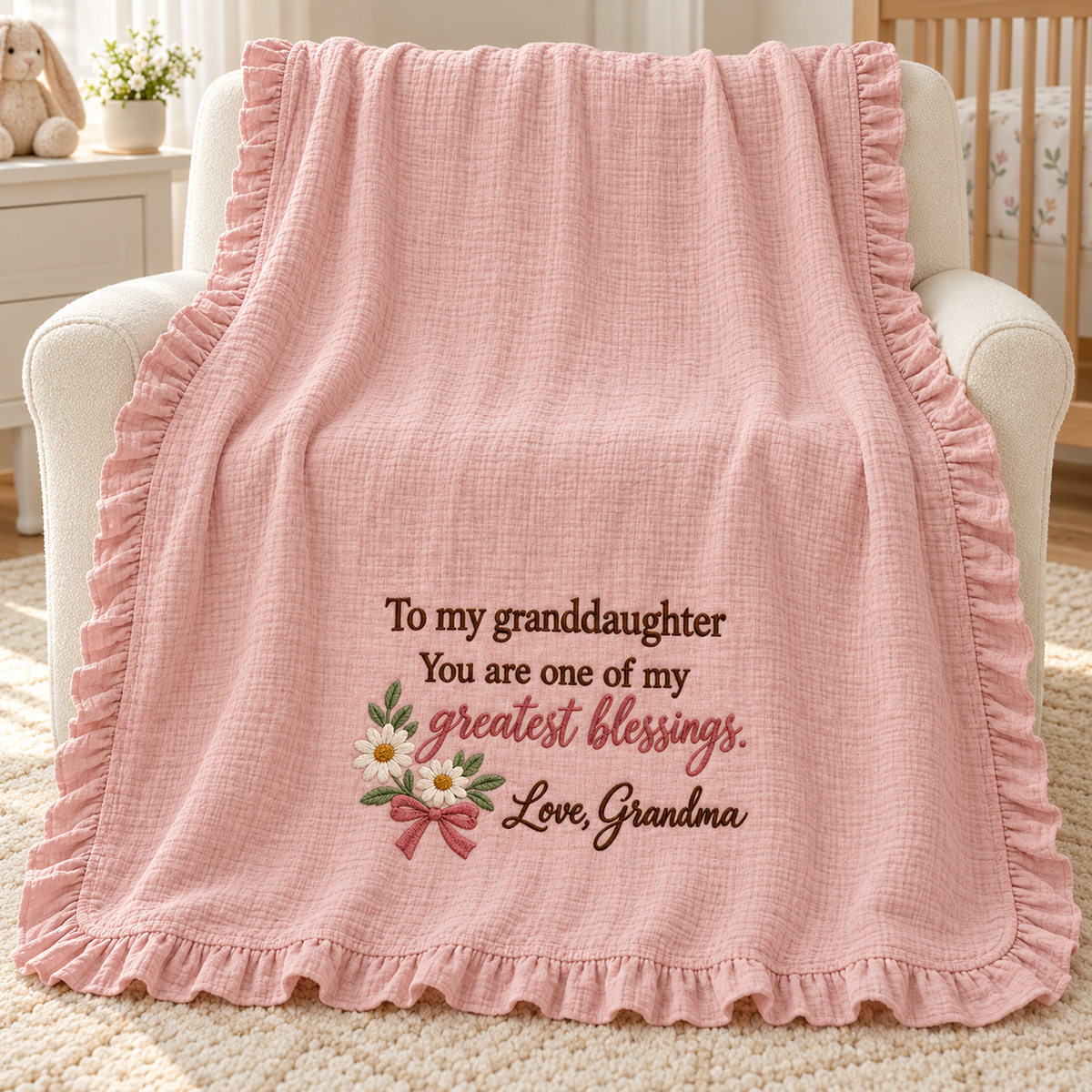 You Are One of My Blessings Grandma Muslin Blanket | Personalized Granddaughter Keepsake Gift