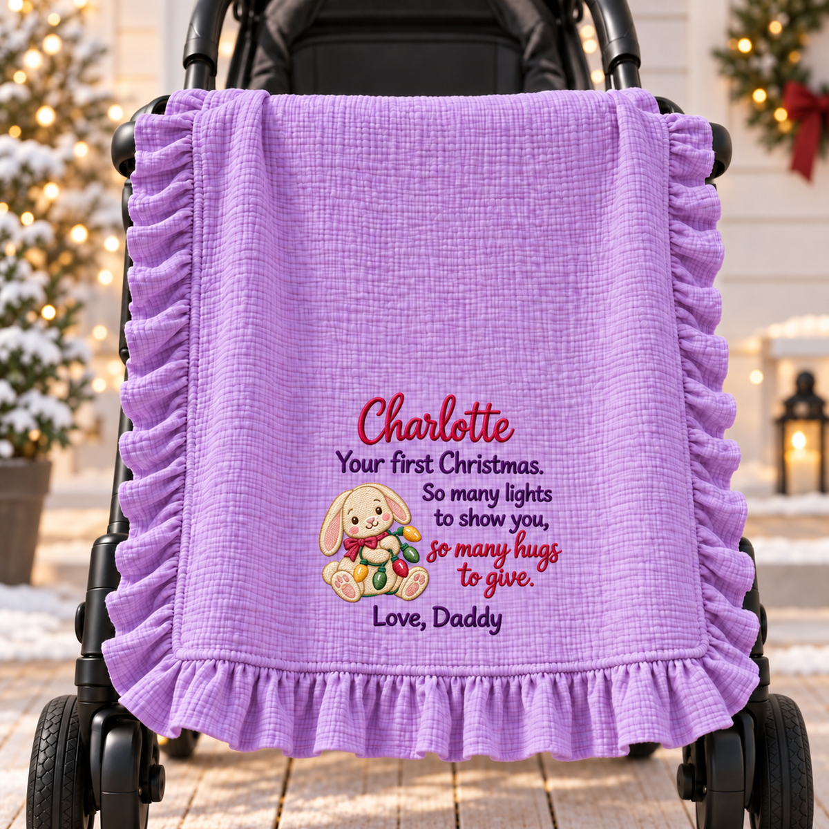 This Christmas Morning Keepsake Muslin Blanket | Personalized Mommy & Baby Gift Blanket