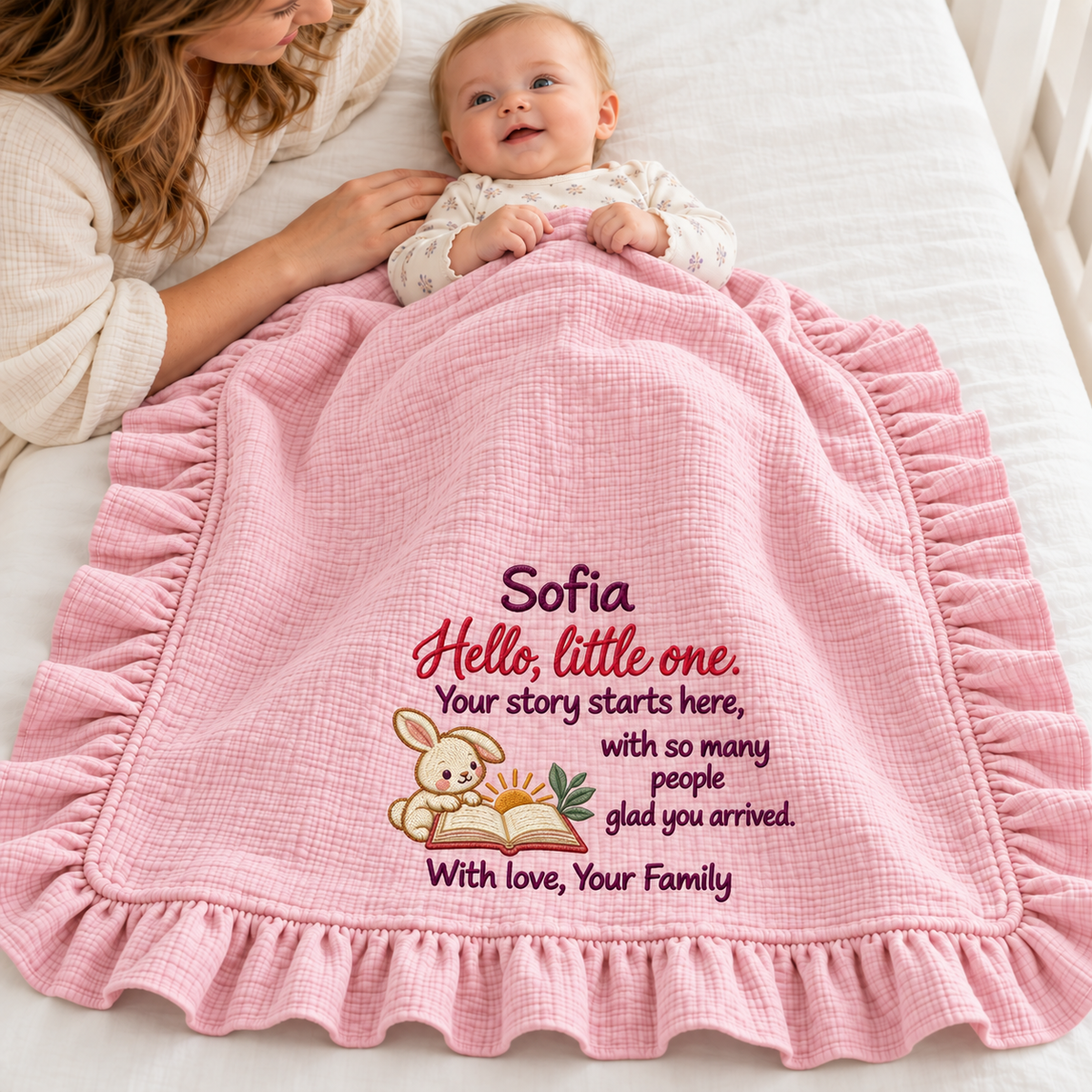 This Christmas Together Keepsake Muslin Blanket | Personalized Mommy & Baby Gift Blanket