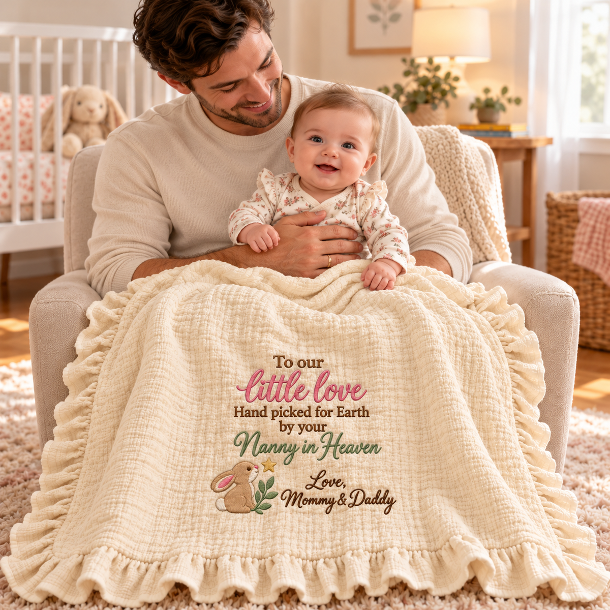 Hand Picked From Heaven Nanny Muslin Blanket | Personalized Memorial Baby Keepsake Gift
