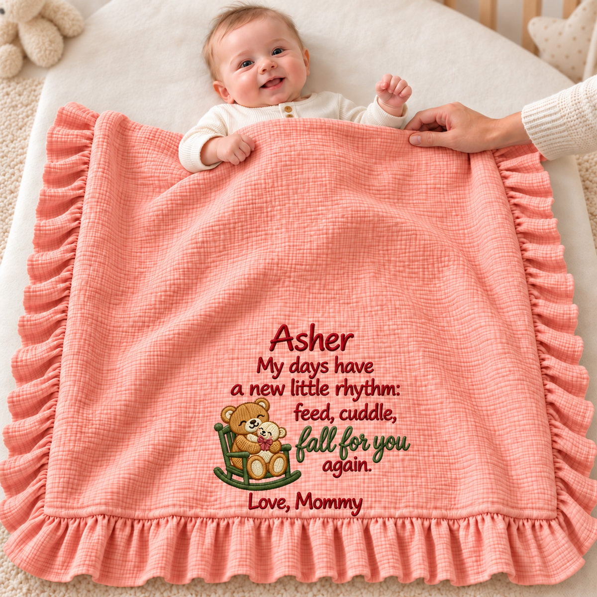 Doing Great Job Mommy This Christmas Blanket | Embroidered Keepsake Gift for Newborn