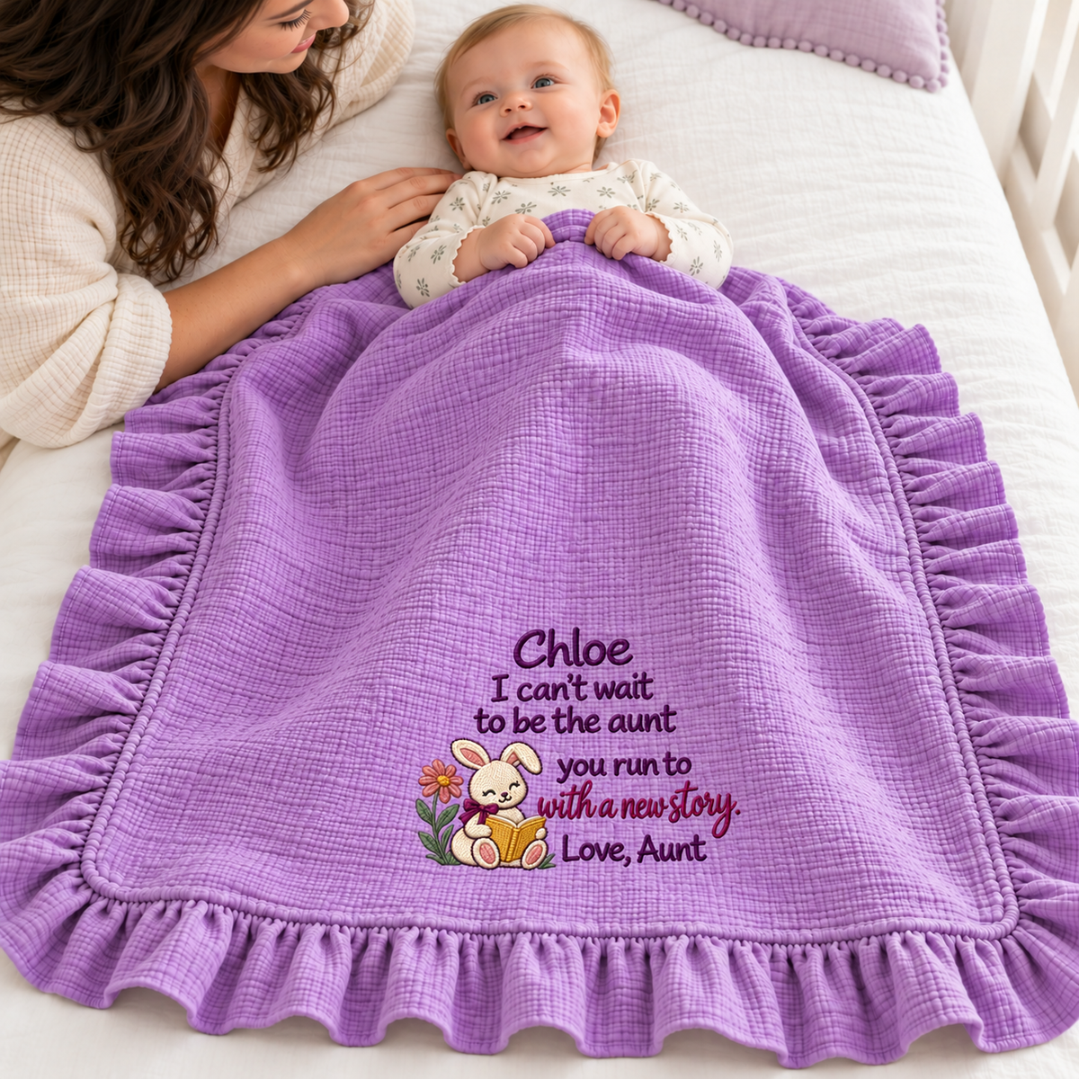 Happy Christmas Together Love Mommy Blanket | Embroidered Newborn Keepsake Gift