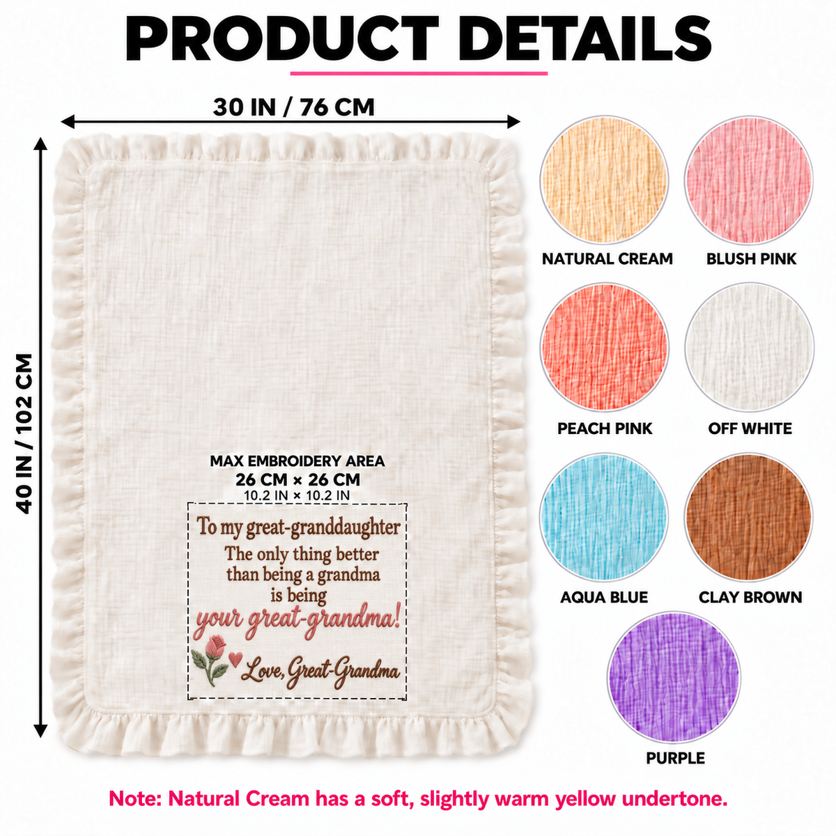 Great-Grandma's Love Muslin Blanket | Personalized Great-Granddaughter Keepsake Gift