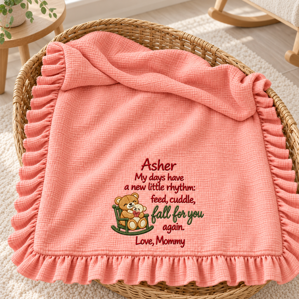 Doing Great Job Mommy This Christmas Blanket | Embroidered Keepsake Gift for Newborn