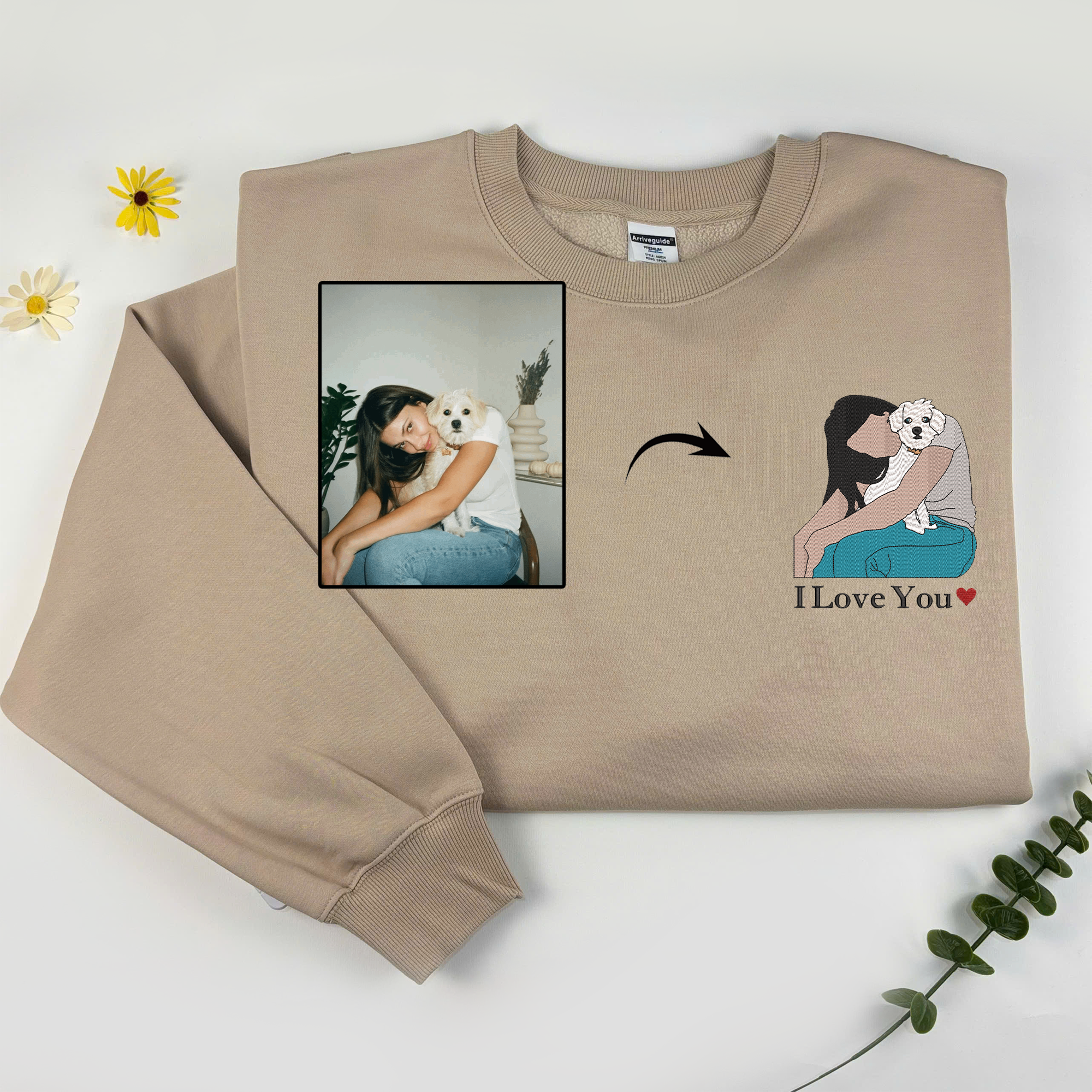 Personalized Matching Owner and Pet Sweatshirt, Custom Embroidered Sweatshirt with Pet Photo