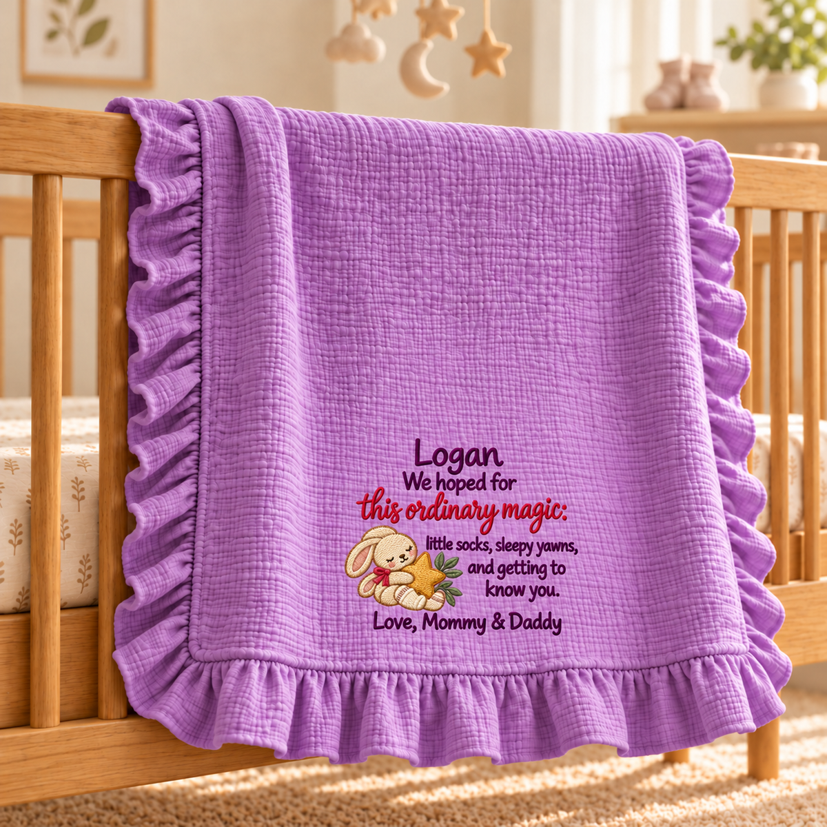 This Christmas Together Love Mommy Blanket | Embroidered Keepsake Gift for Newborn