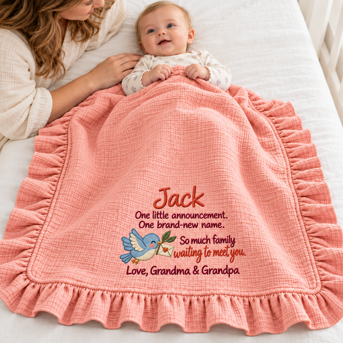 Fits Against My Heart This Christmas Blanket | Embroidered Mommy & Newborn Keepsake Gift