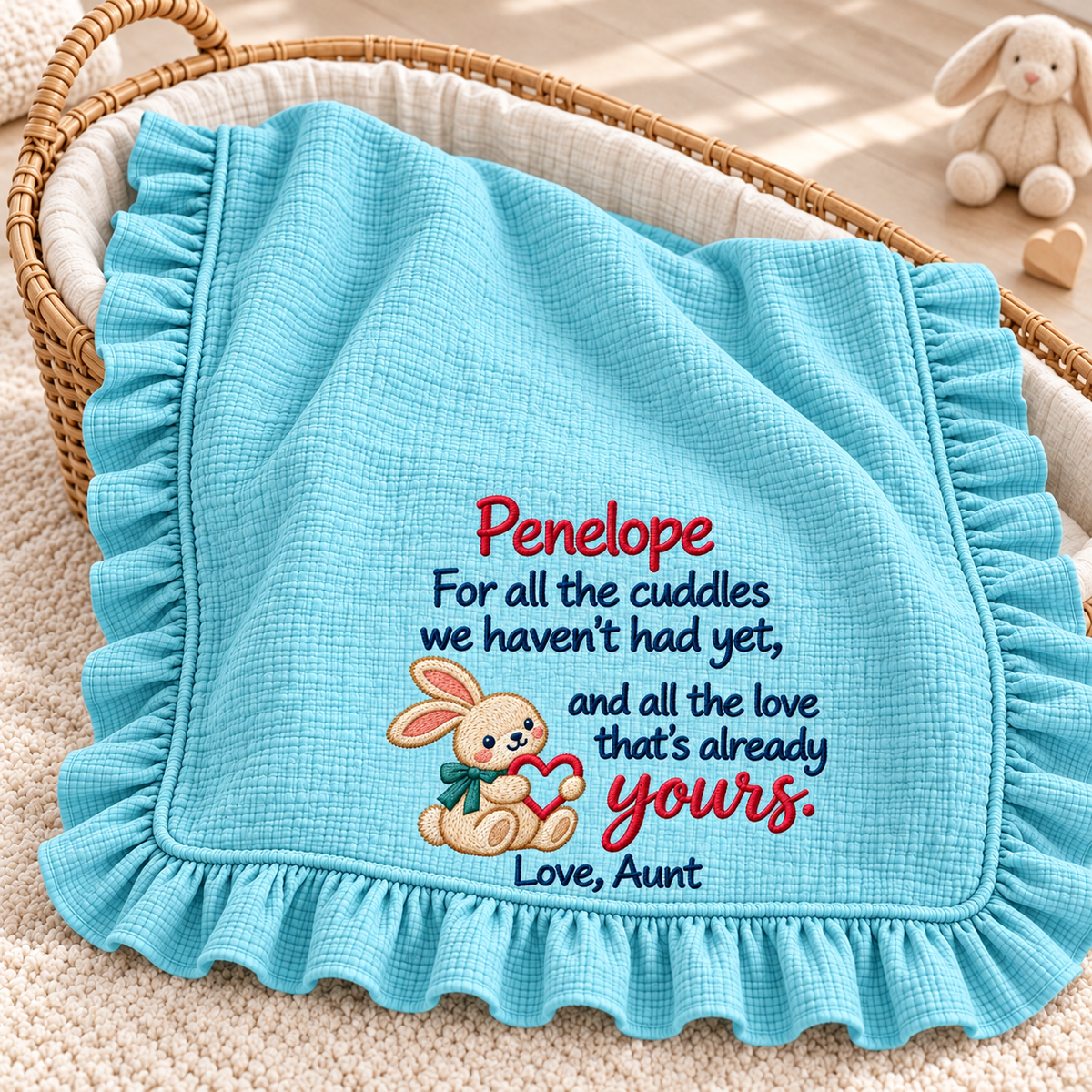 First Christmas Keepsake Love Mommy Blanket | Hand-in-Hand Embroidered Newborn Gift