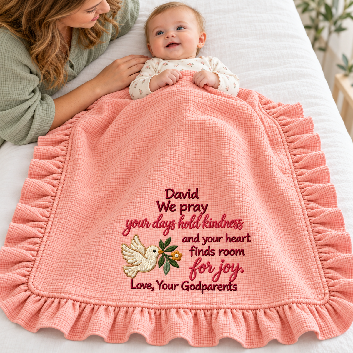 Doing Great Job Happy Christmas Blanket | Personalized Mommy & Baby Keepsake Gift