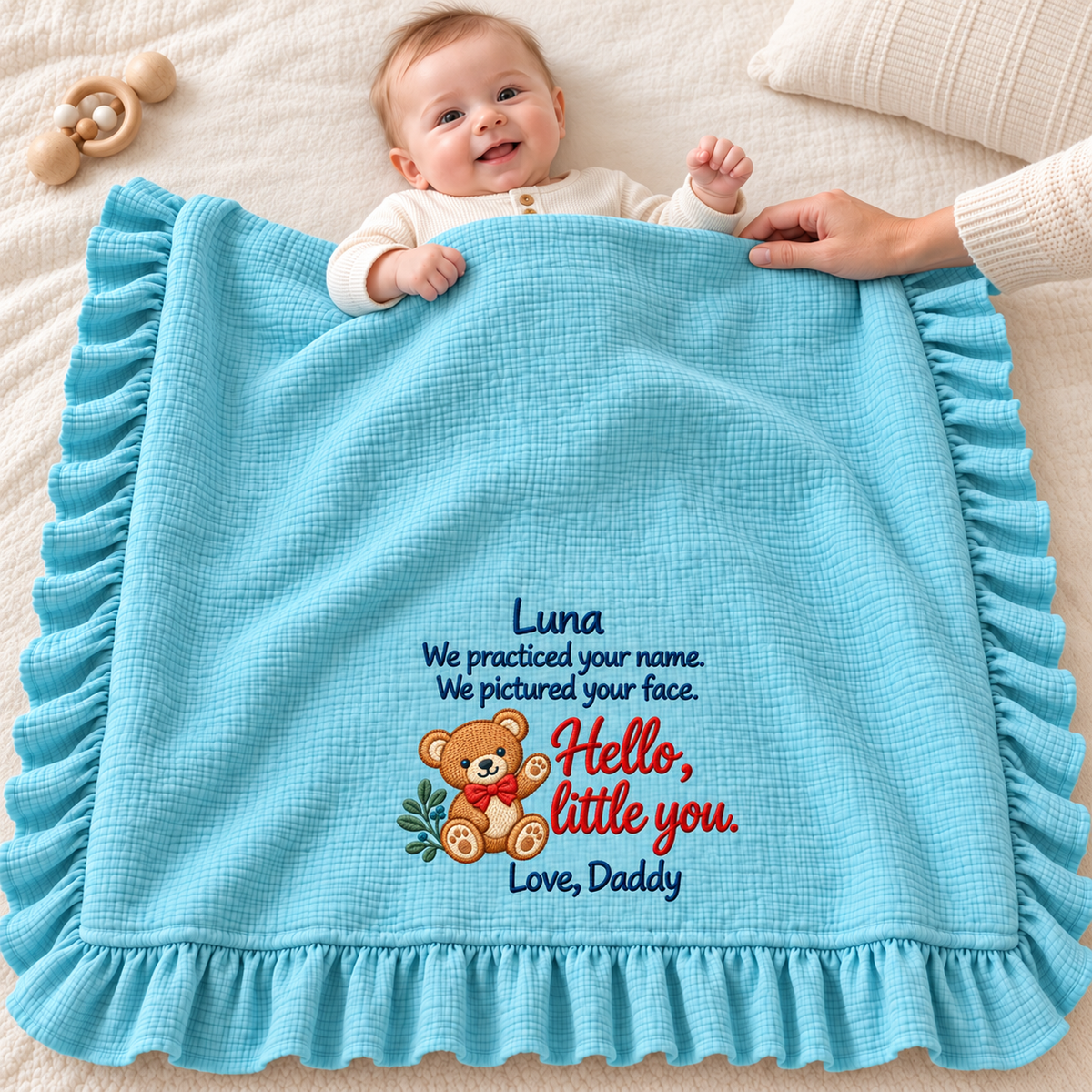 Hand in Hand This Christmas Keepsake Blanket | Personalized Mommy & Newborn Gift Blanket