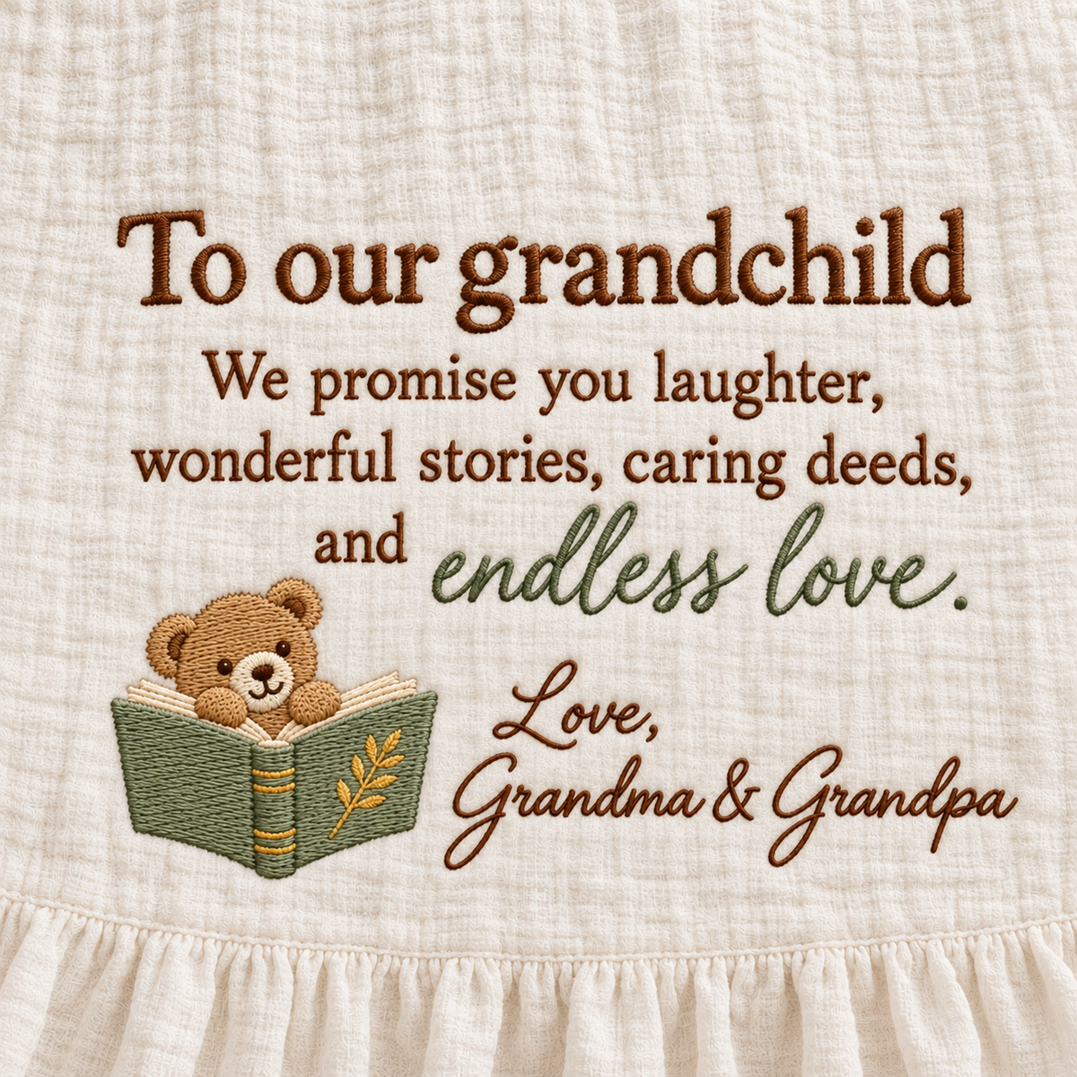 We Promise You Laughter Grandparent Muslin Blanket | Personalized Grandchild Keepsake Gift