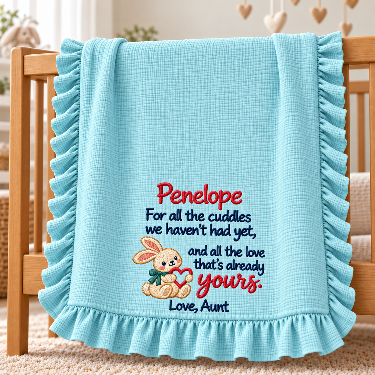 First Christmas Keepsake Love Mommy Blanket | Hand-in-Hand Embroidered Newborn Gift