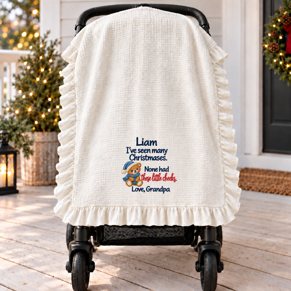 You're Doing Great Mommy Muslin Blanket | New Mom Embroidered Keepsake Christmas Gift