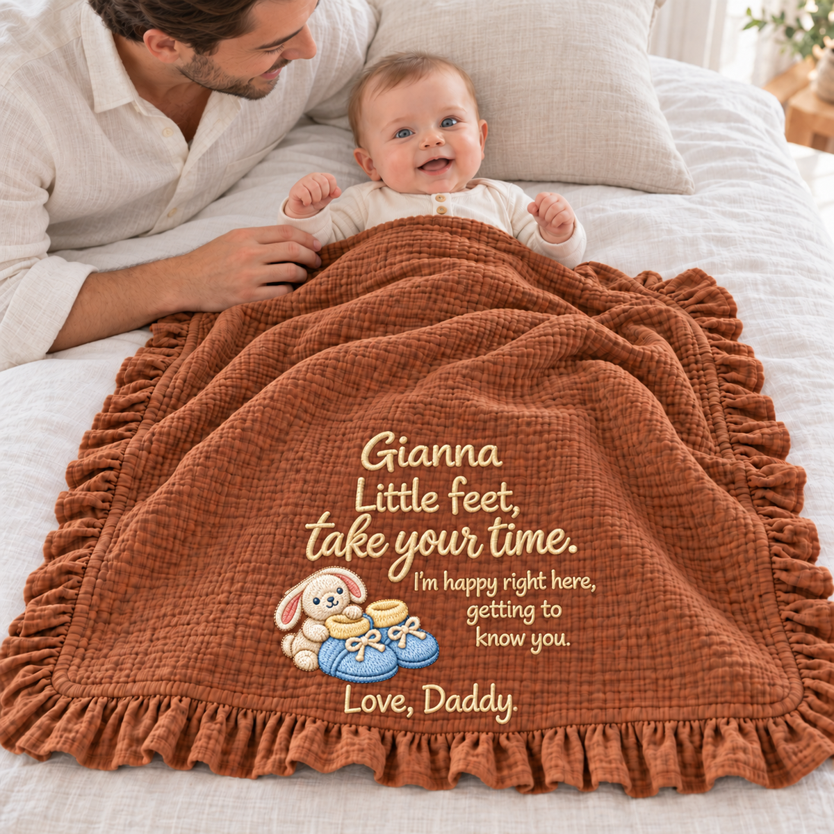 This Christmas Love Mommy Ruffle Blanket | Embroidered Keepsake Gift for Newborn