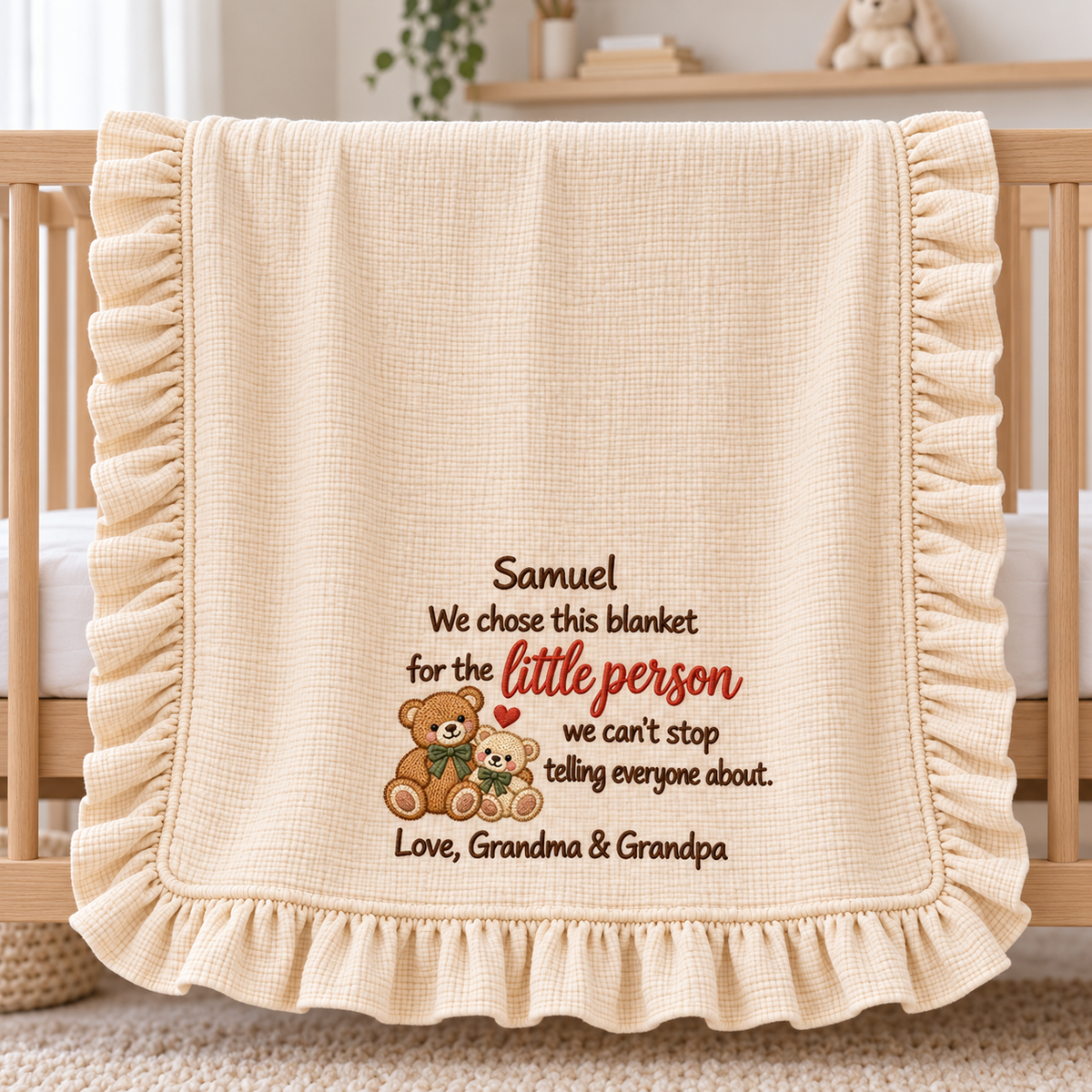 This Christmas Fits Against My Heart Blanket | Mommy & Baby Embroidered Keepsake Gift