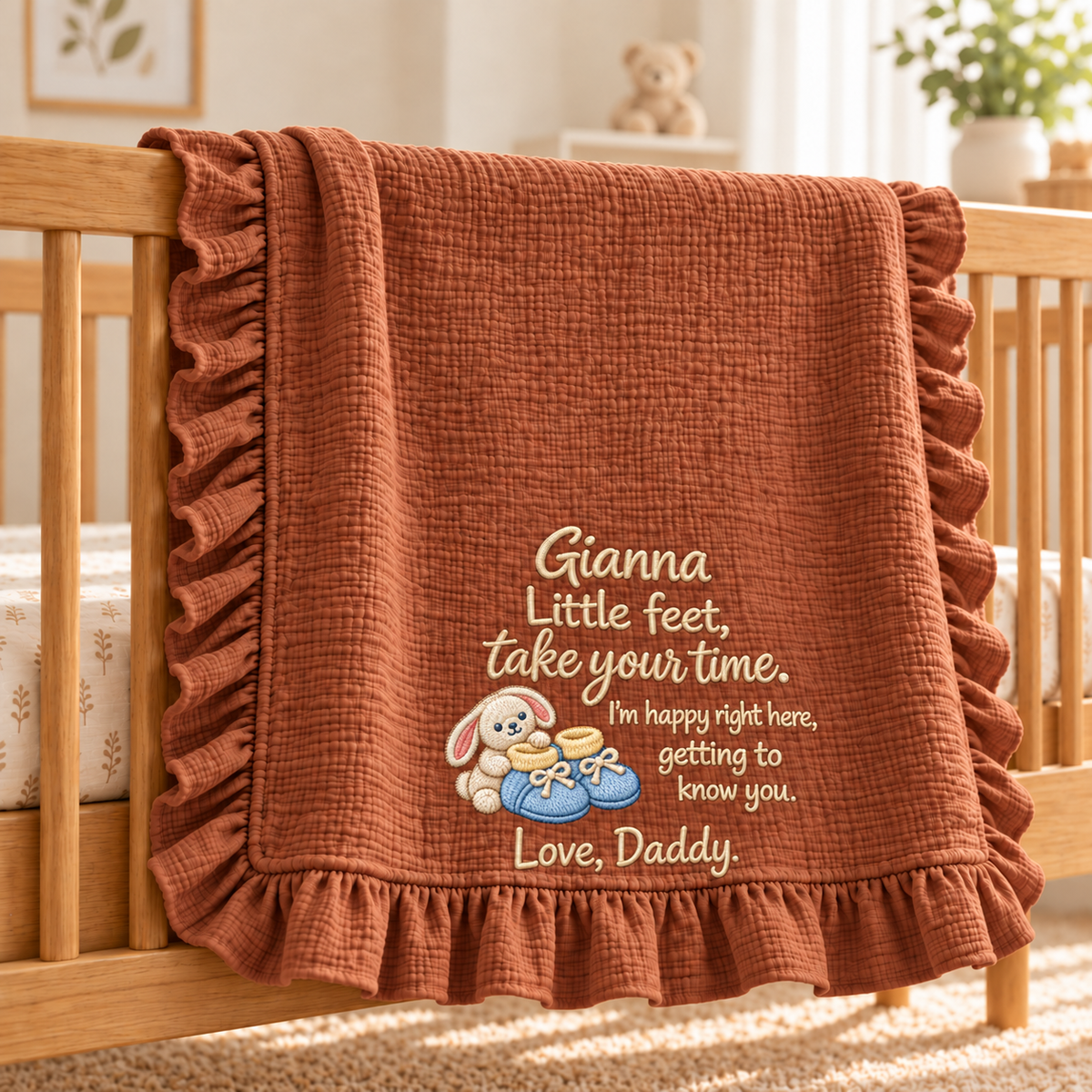 This Christmas Love Mommy Ruffle Blanket | Embroidered Keepsake Gift for Newborn